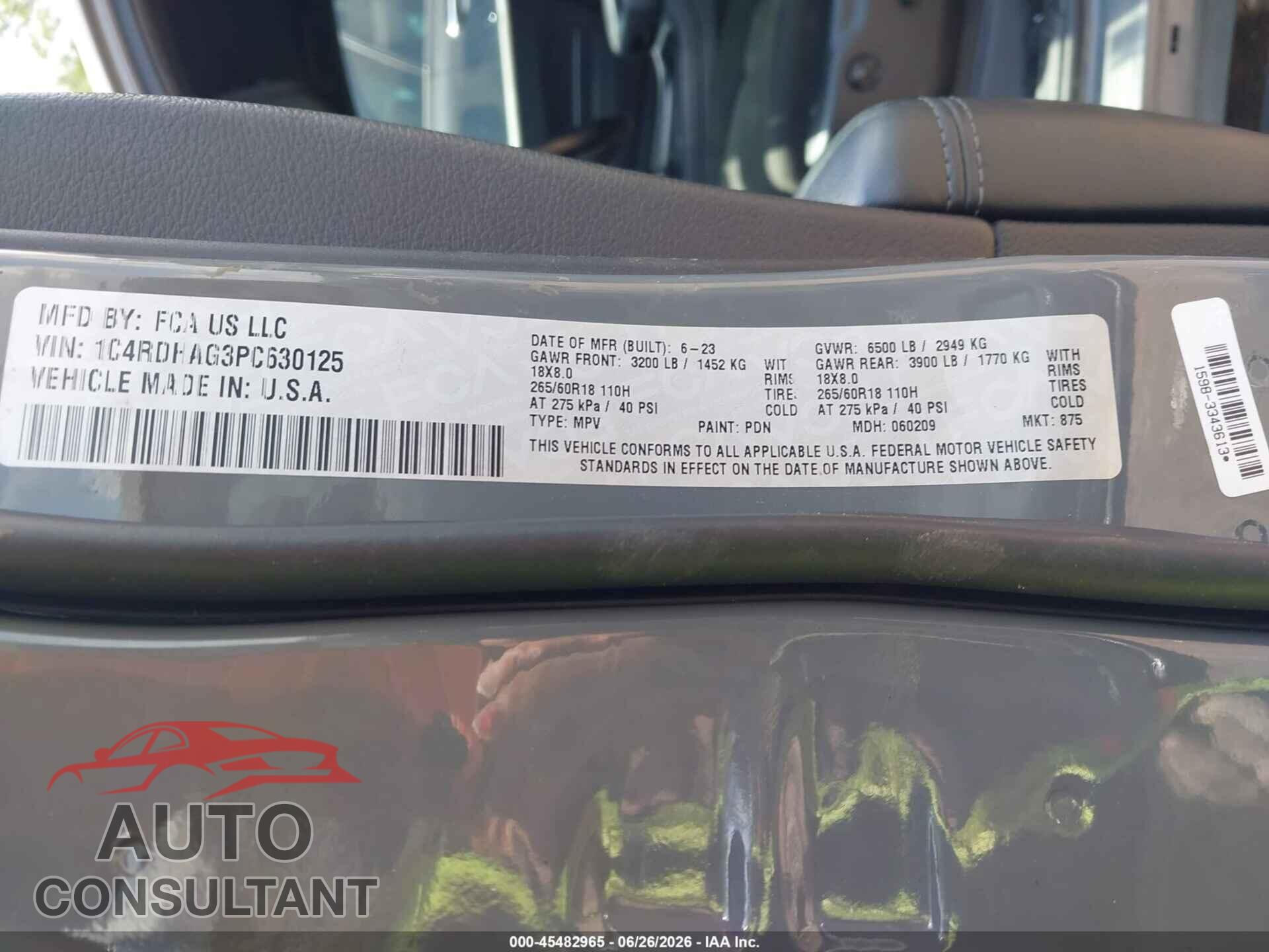 DODGE DURANGO 2023 - 1C4RDHAG3PC630125