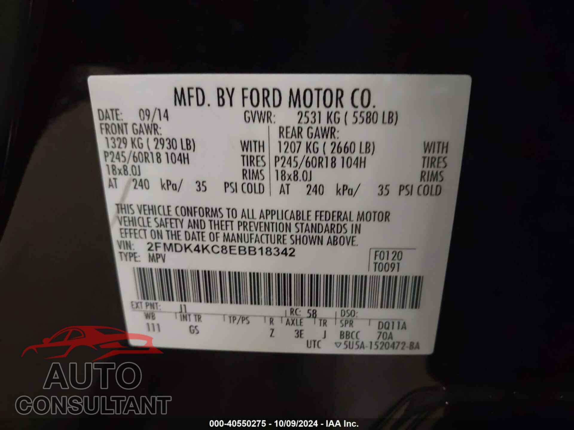 FORD EDGE 2014 - 2FMDK4KC8EBB18342