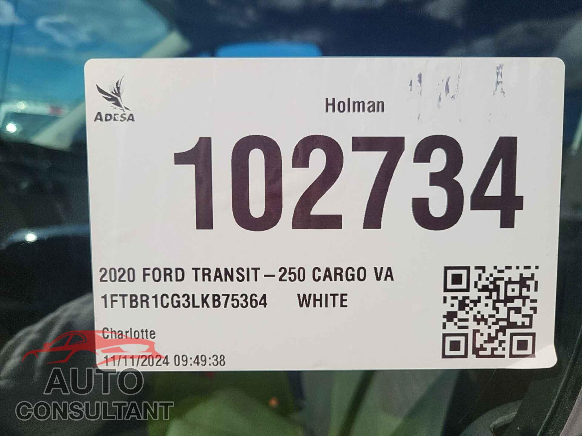 FORD TRANSIT 2020 - 1FTBR1CG3LKB75364
