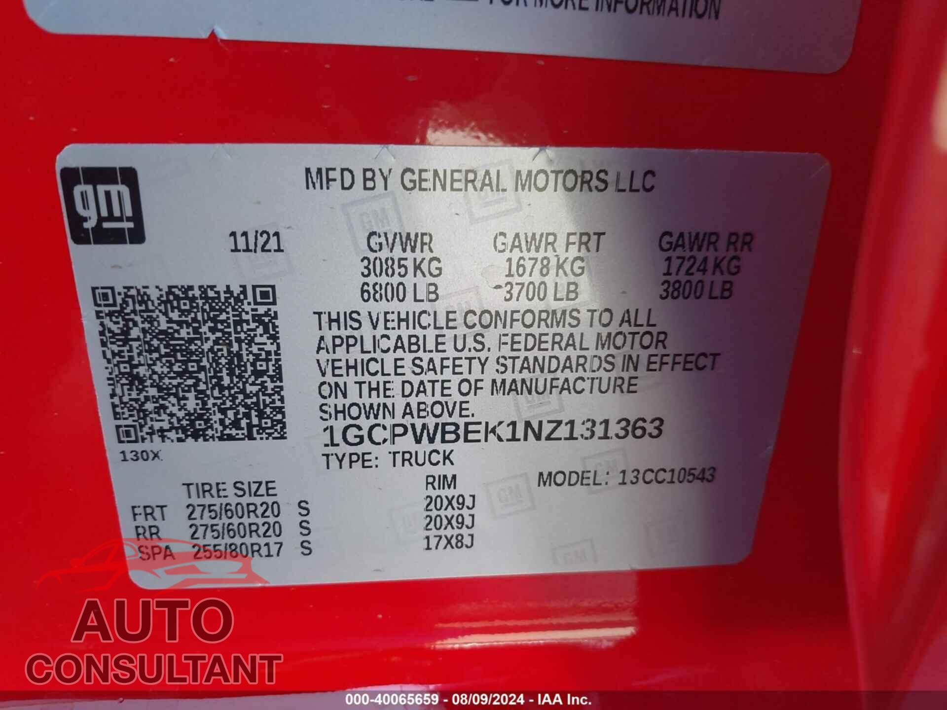 CHEVROLET SILVERADO LTD 2022 - 1GCPWBEK1NZ131363