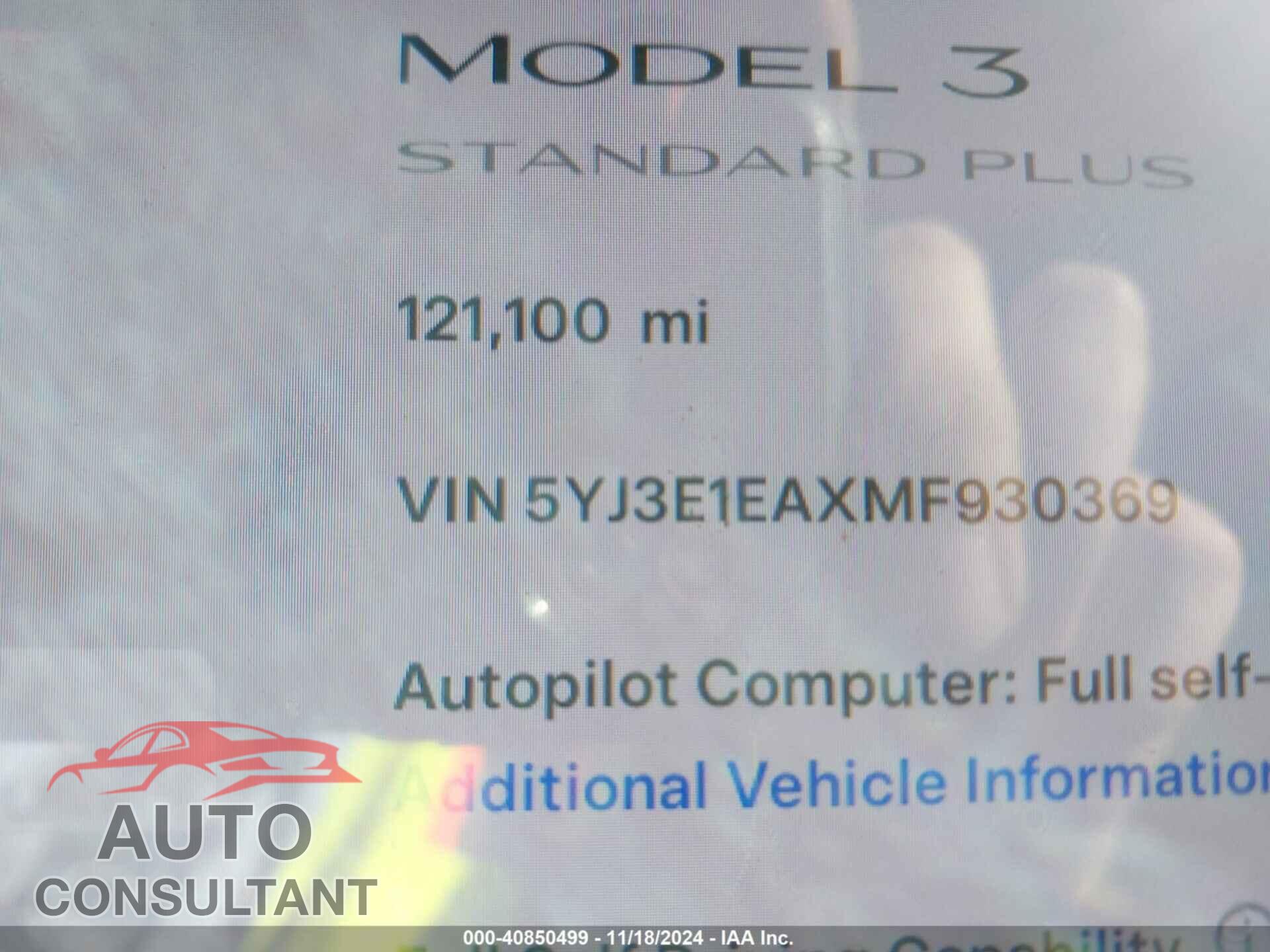 TESLA MODEL 3 2021 - 5YJ3E1EAXMF930369