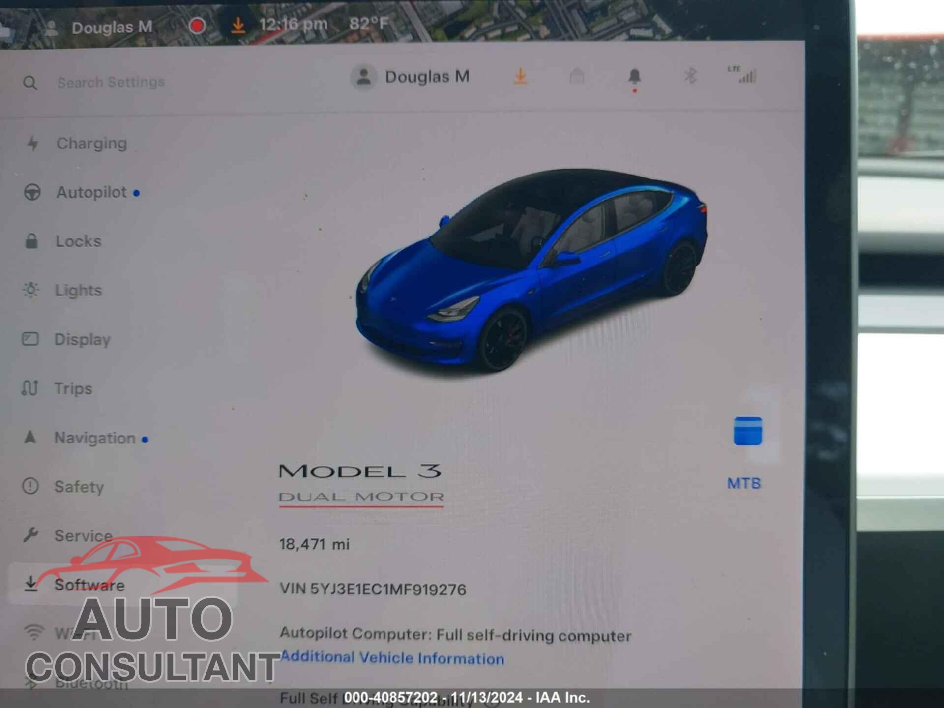 TESLA MODEL 3 2021 - 5YJ3E1EC1MF919276