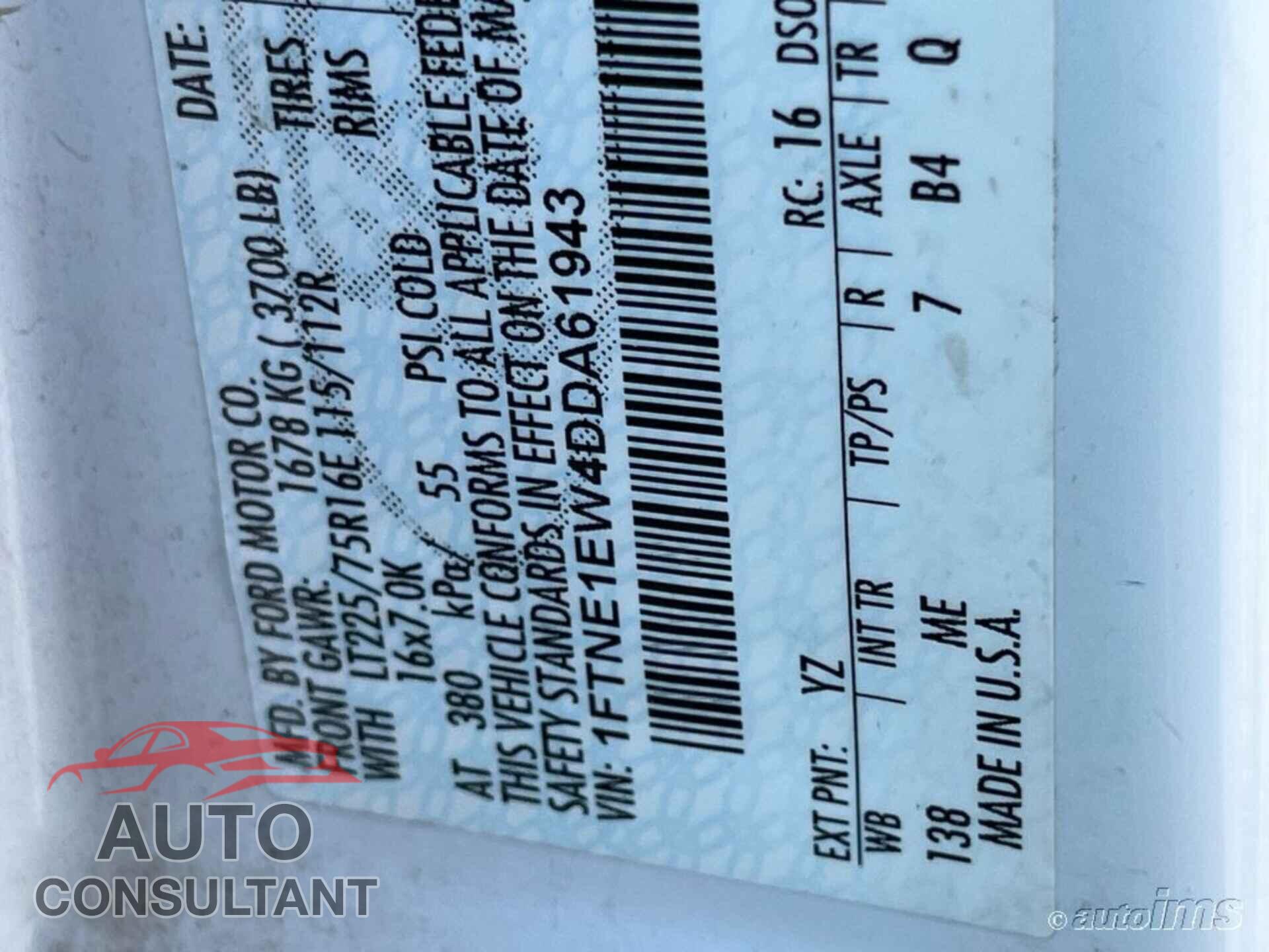FORD E-150 2013 - 1FTNE1EW4DDA61943
