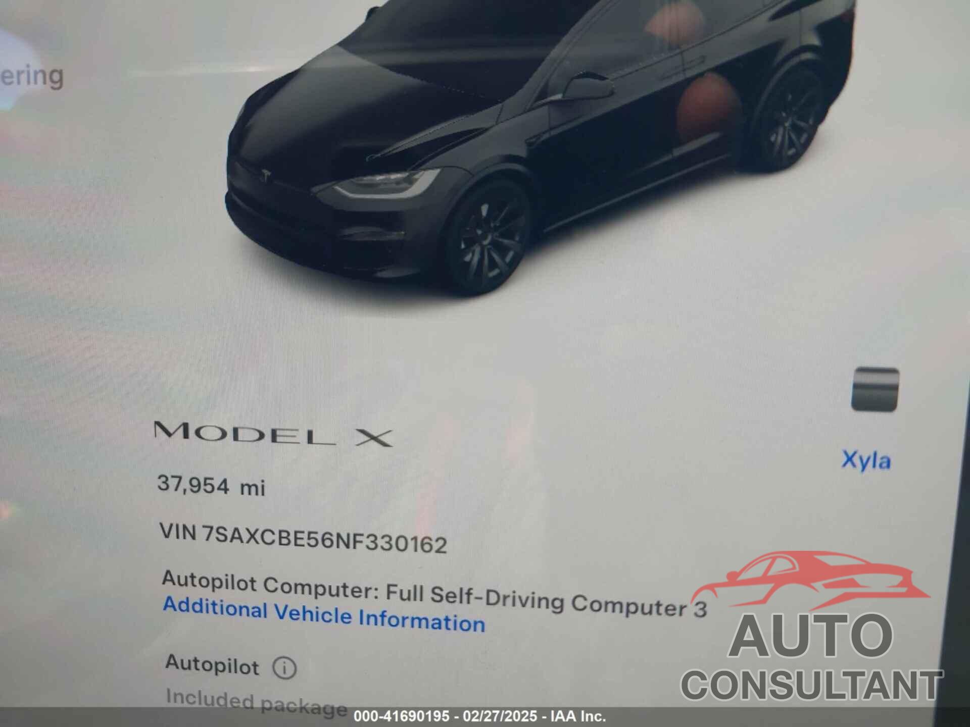 TESLA MODEL X 2022 - 7SAXCBE56NF330162