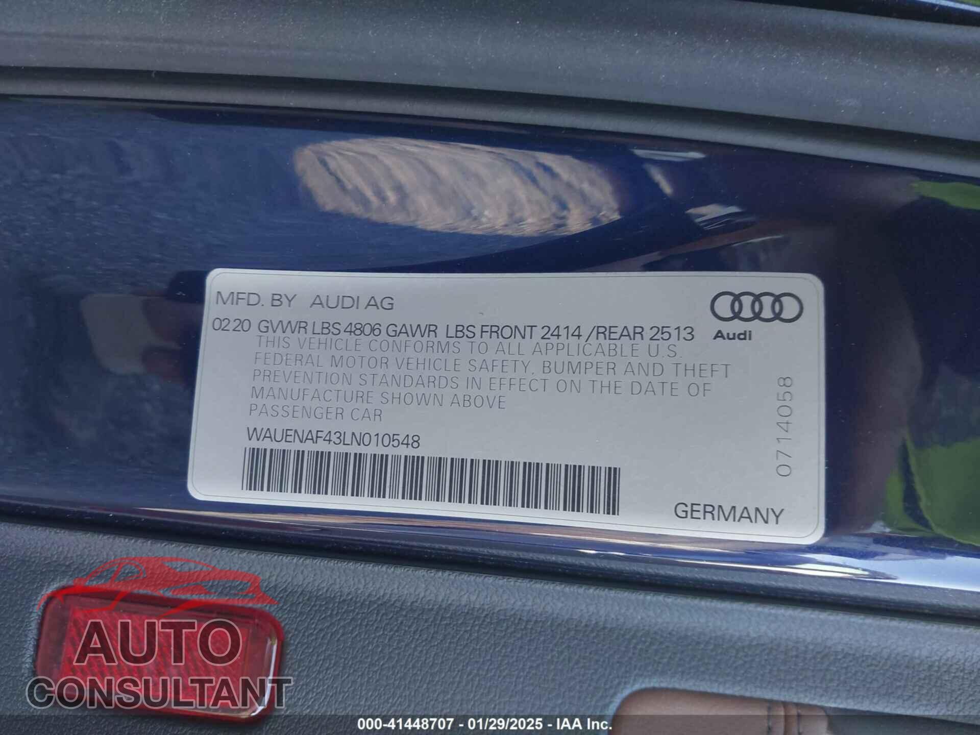 AUDI A4 2020 - WAUENAF43LN010548