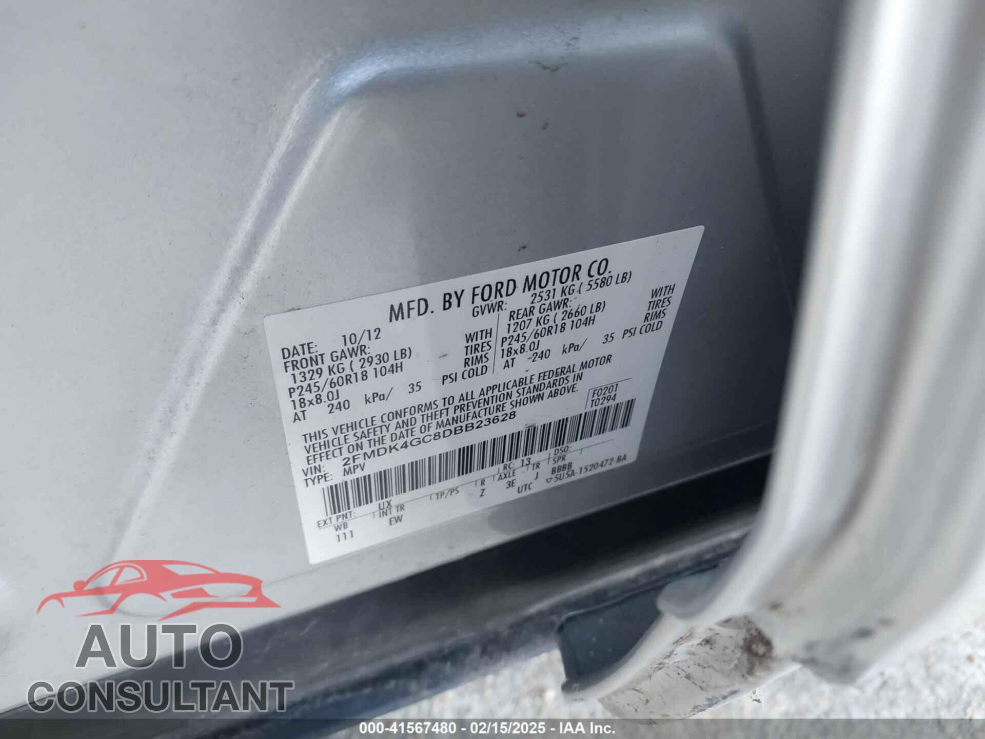 FORD EDGE 2013 - 2FMDK4GC8DBB23628