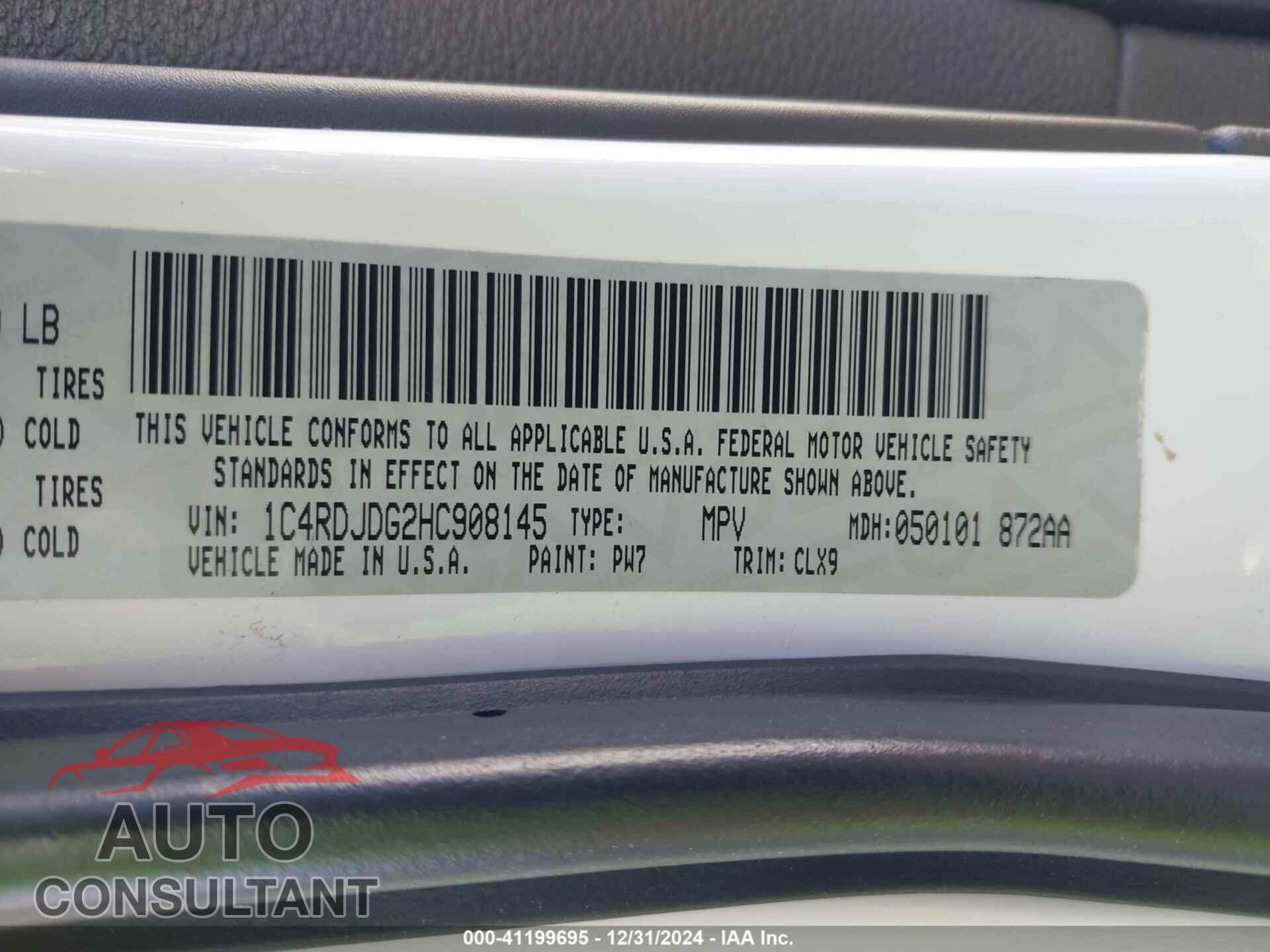 DODGE DURANGO 2017 - 1C4RDJDG2HC908145