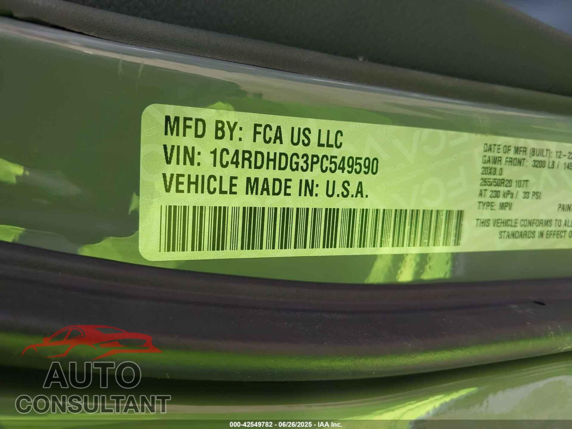 DODGE DURANGO 2023 - 1C4RDHDG3PC549590