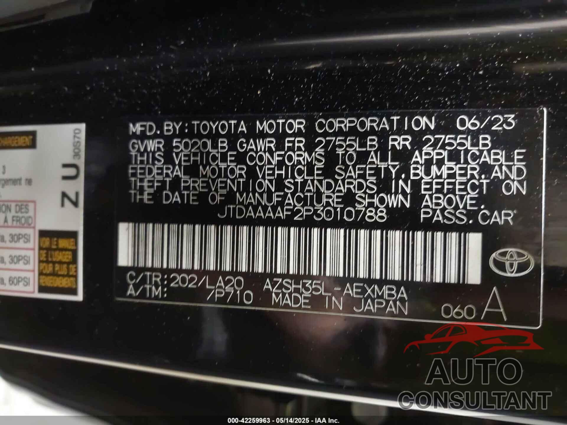 TOYOTA CROWN 2023 - JTDAAAAF2P3010788