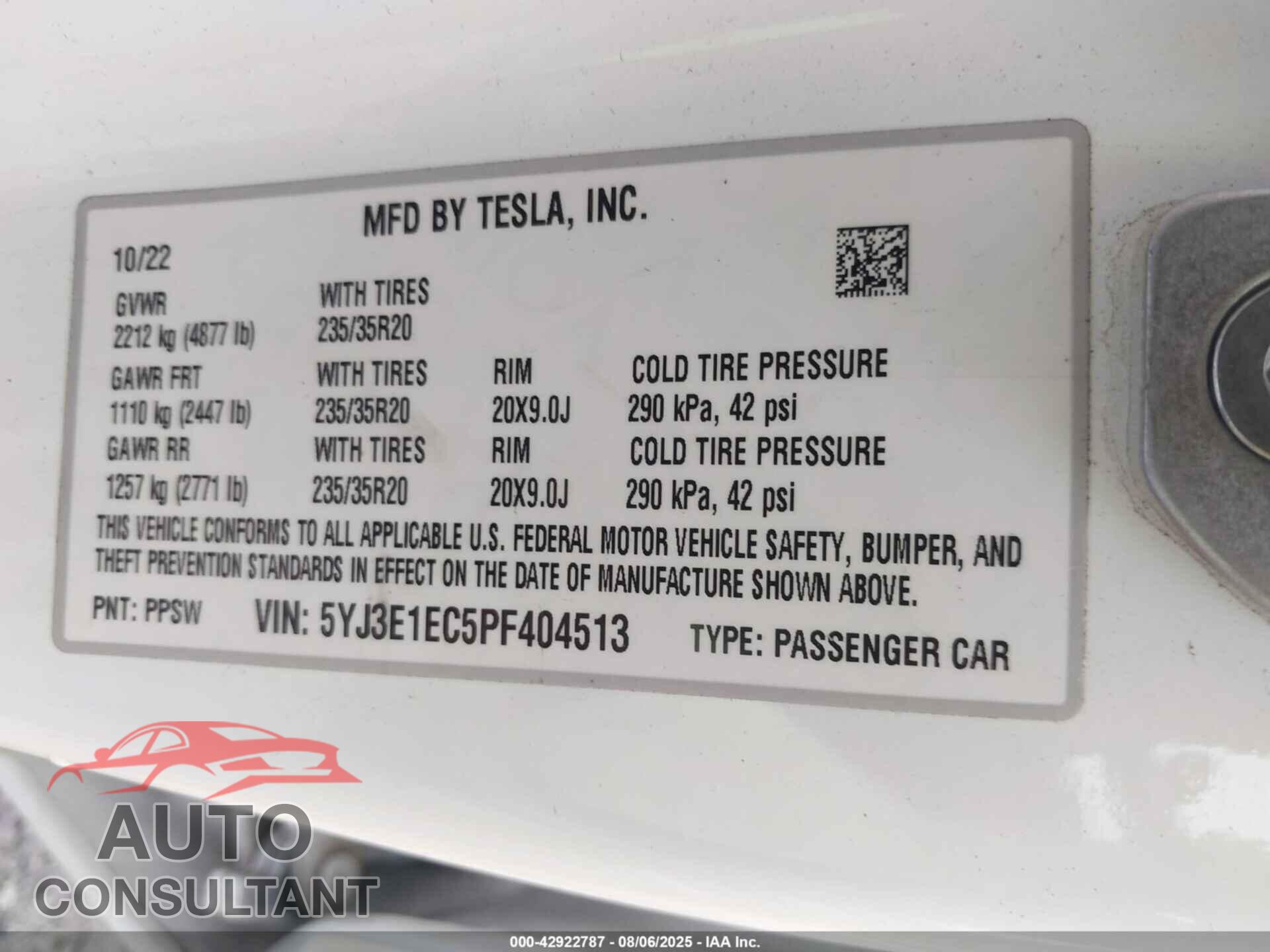 TESLA MODEL 3 2023 - 5YJ3E1EC5PF404513