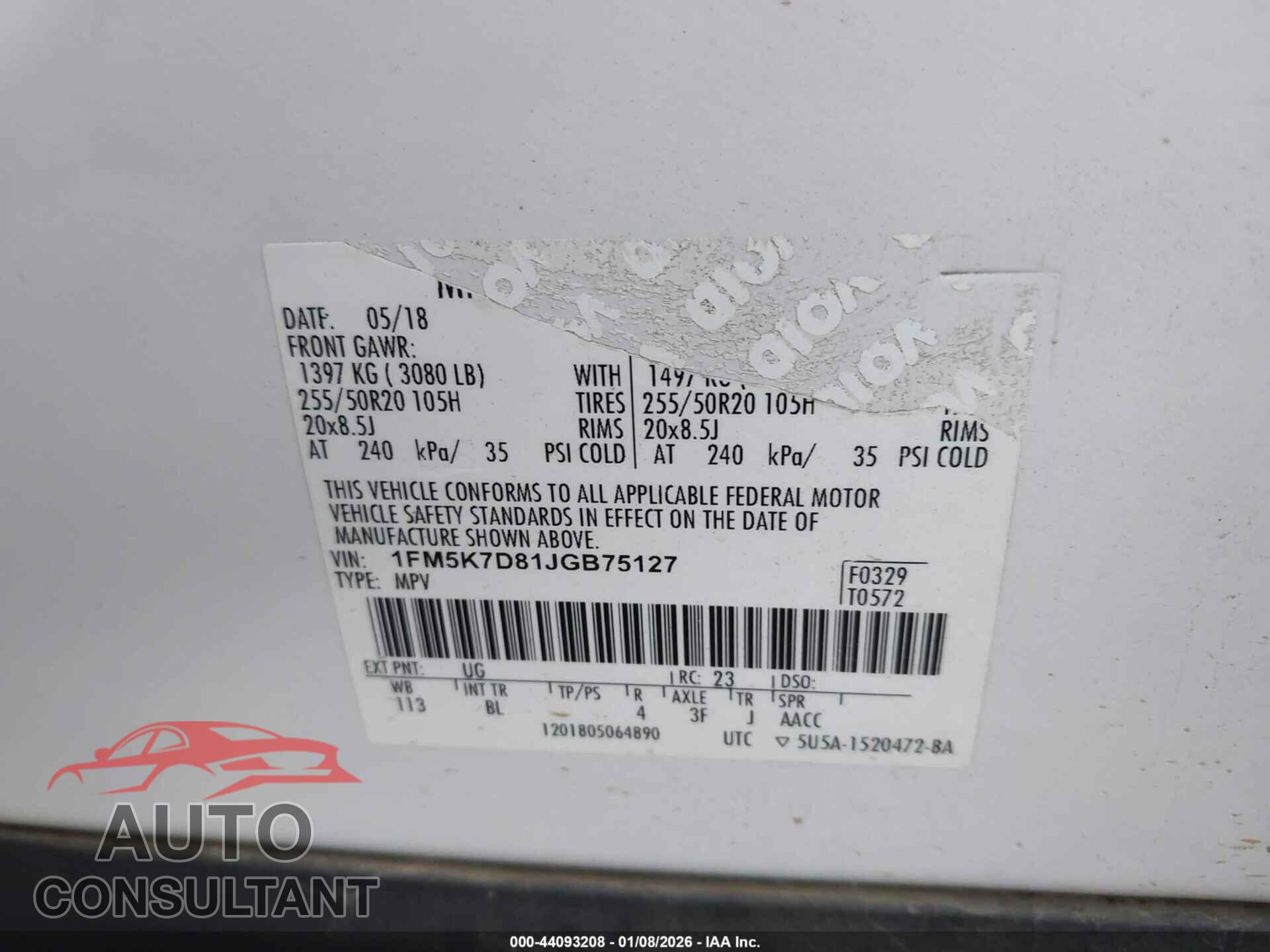 FORD EXPLORER 2018 - 1FM5K7D81JGB75127