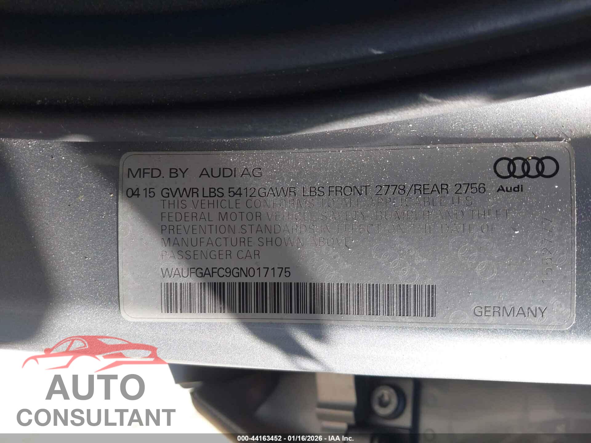 AUDI A6 2016 - WAUFGAFC9GN017175
