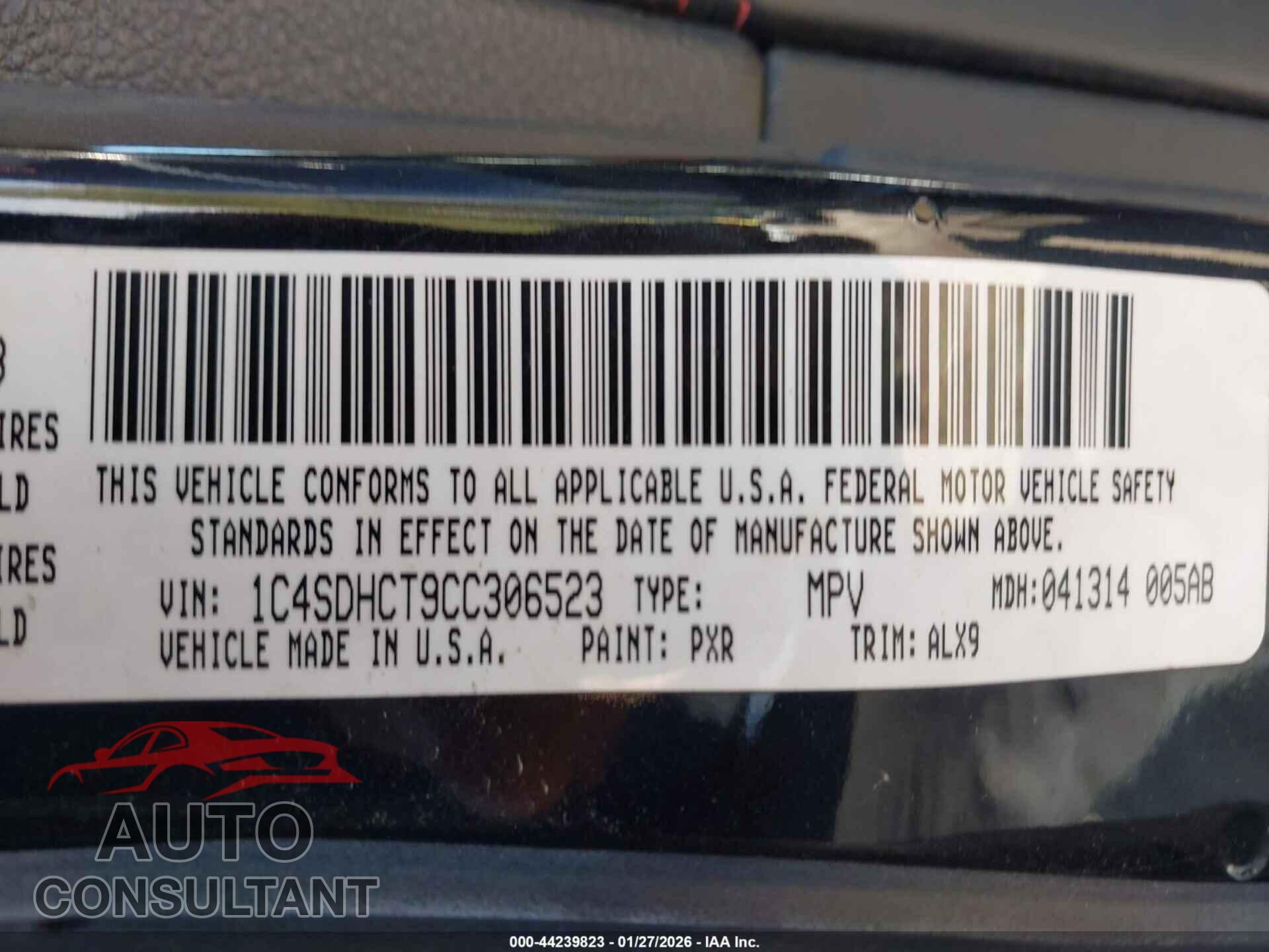 DODGE DURANGO 2012 - 1C4SDHCT9CC306523