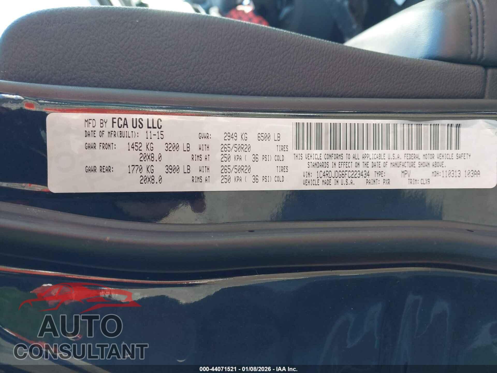 DODGE DURANGO 2015 - 1C4RDJDG6FC223434
