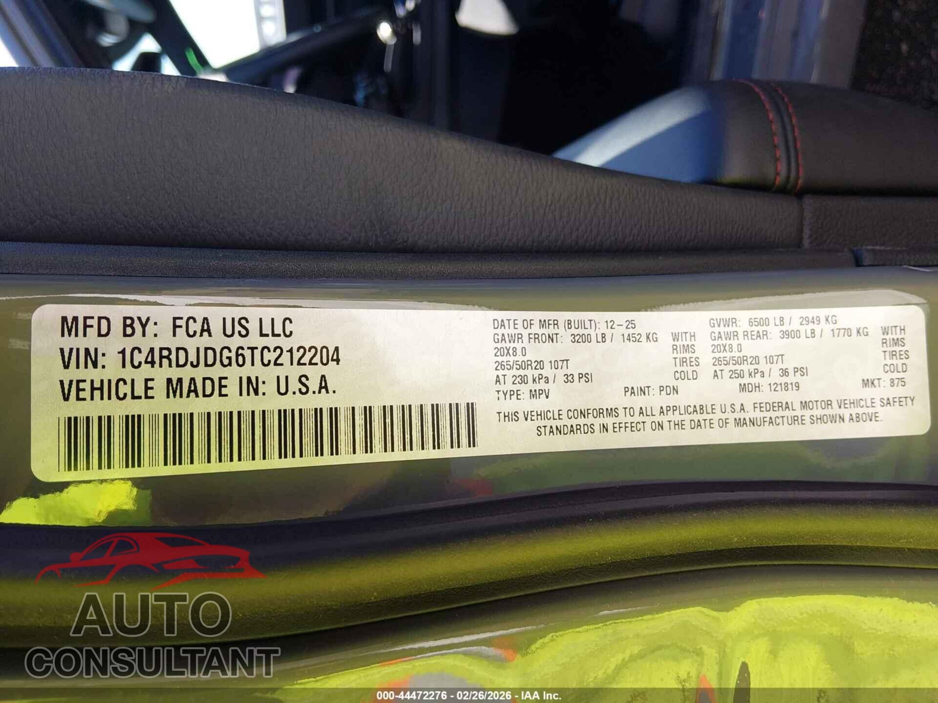 DODGE DURANGO 2026 - 1C4RDJDG6TC212204