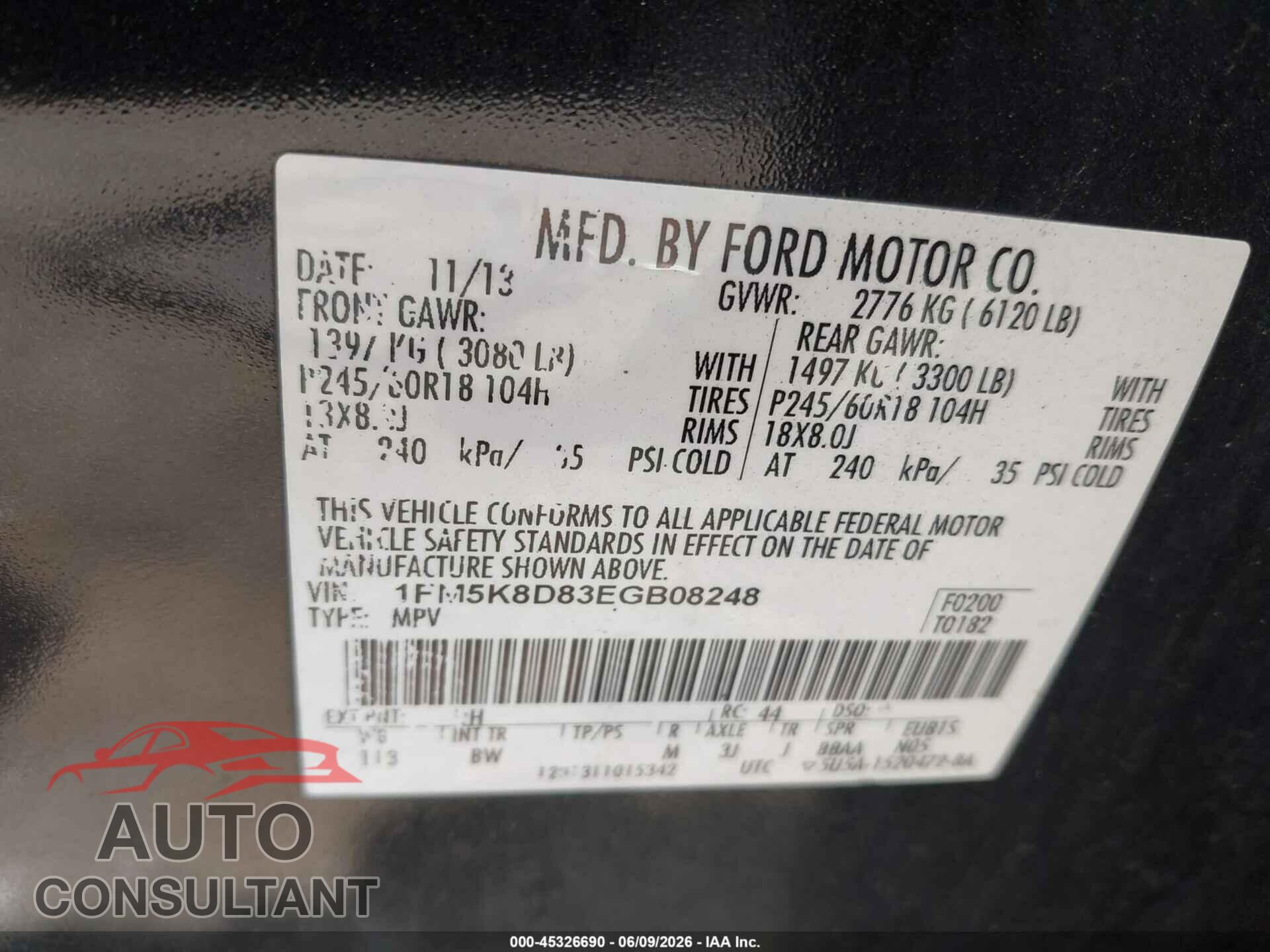 FORD EXPLORER 2014 - 1FM5K8D83EGB08248