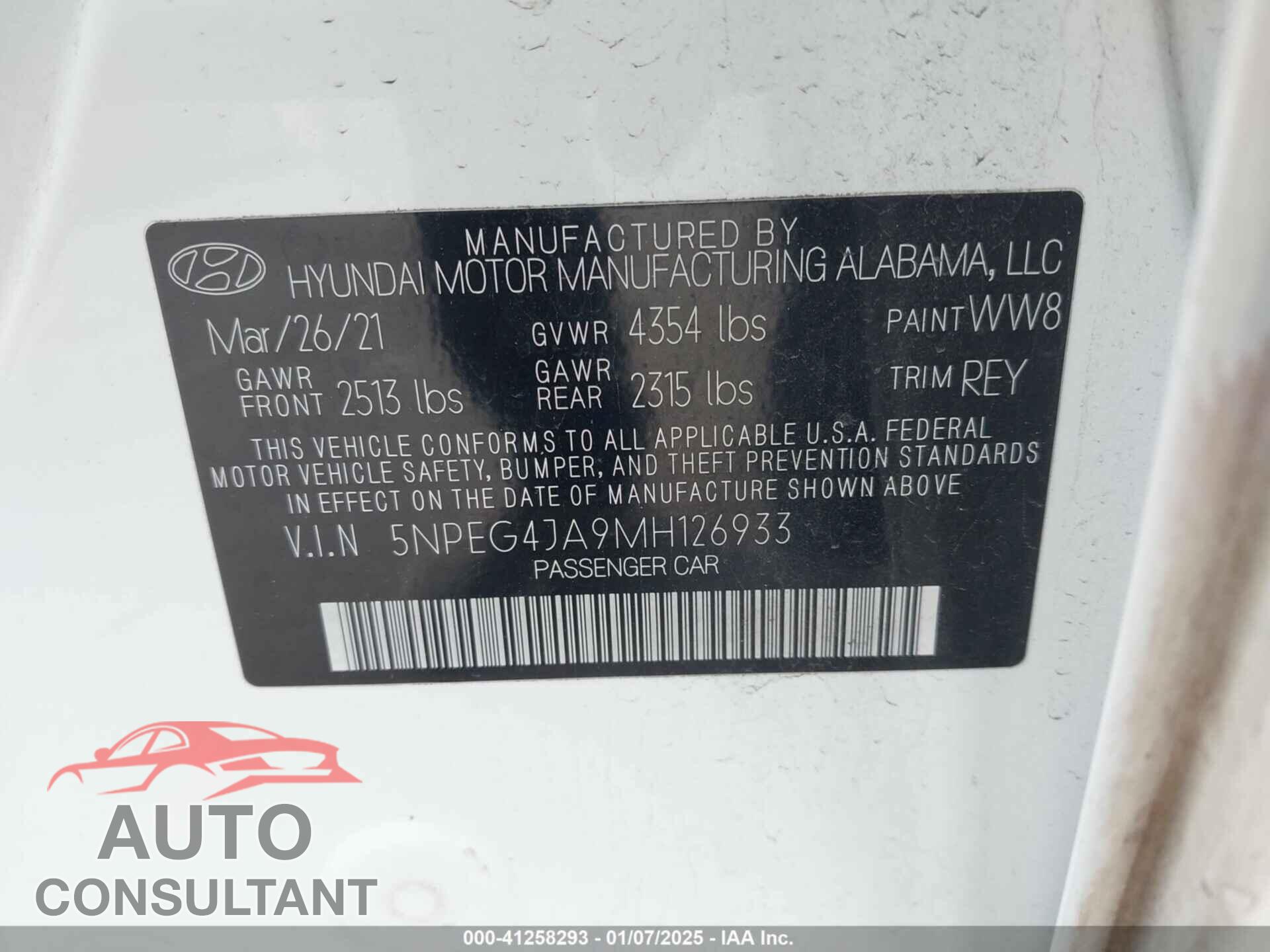 HYUNDAI SONATA 2021 - 5NPEG4JA9MH126933