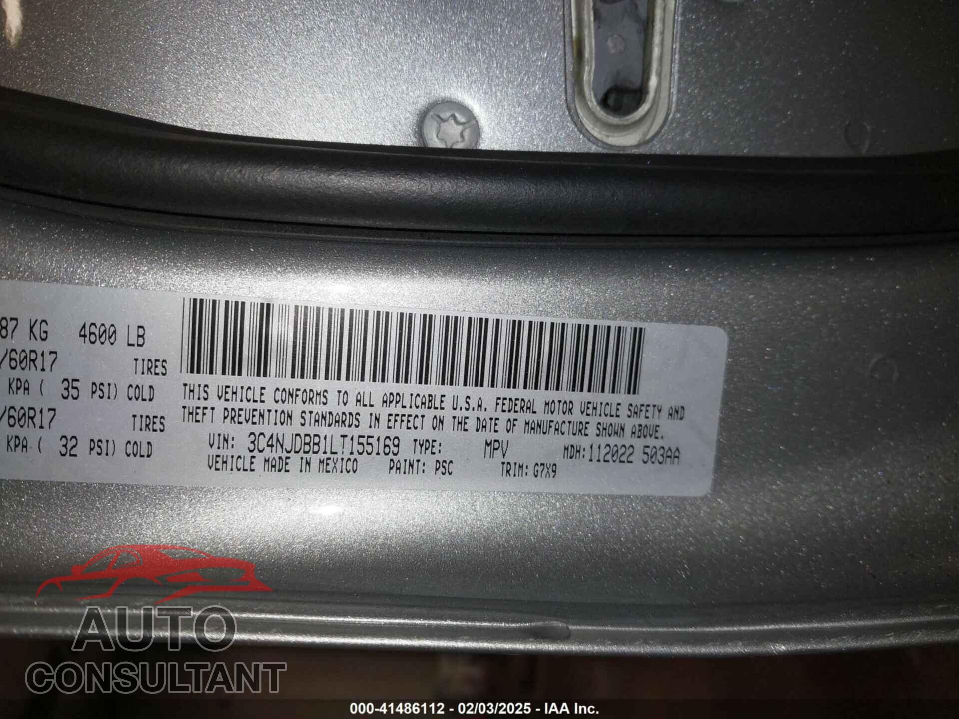 JEEP COMPASS 2020 - 3C4NJDBB1LT155169