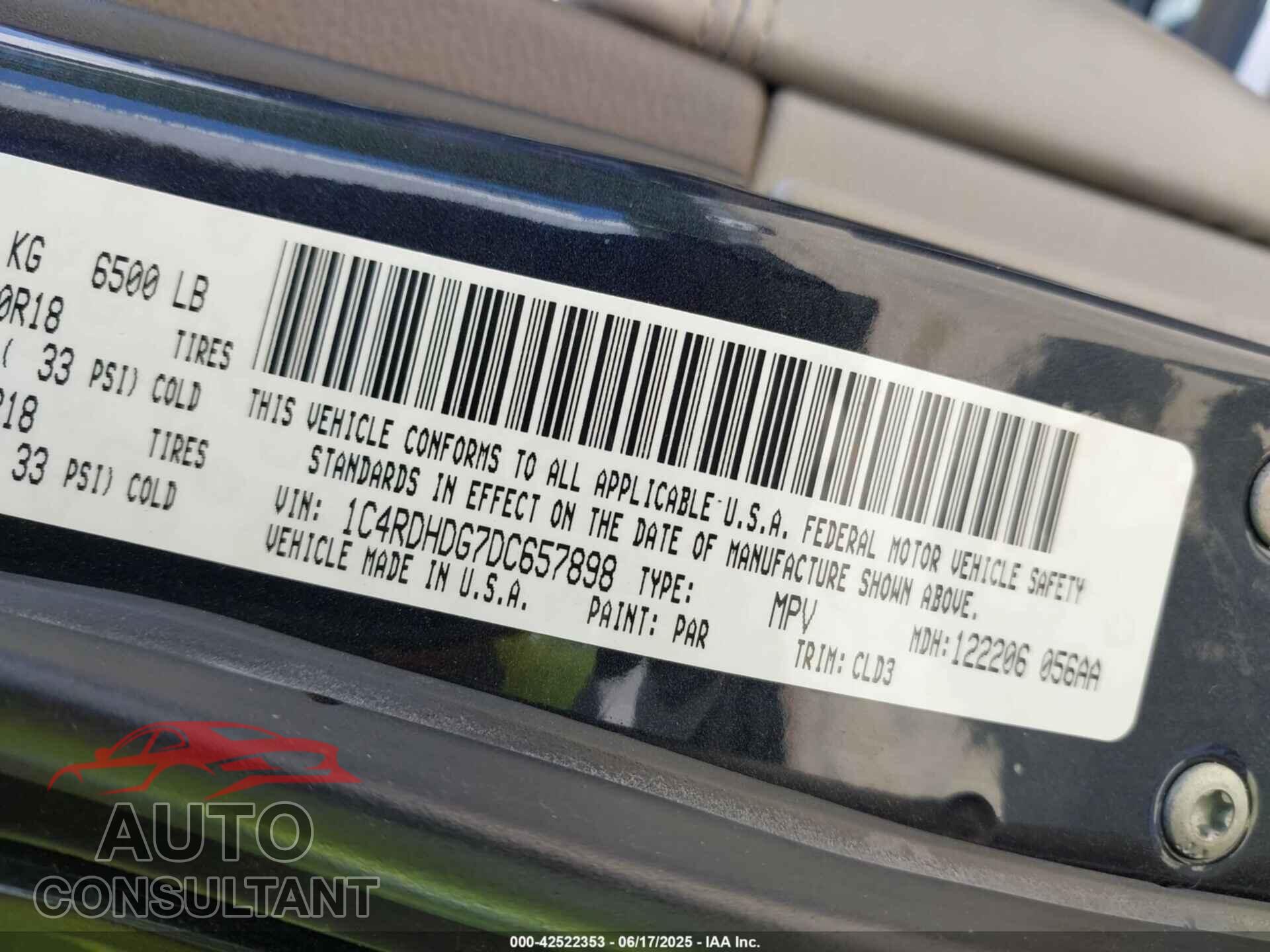 DODGE DURANGO 2013 - 1C4RDHDG7DC657898
