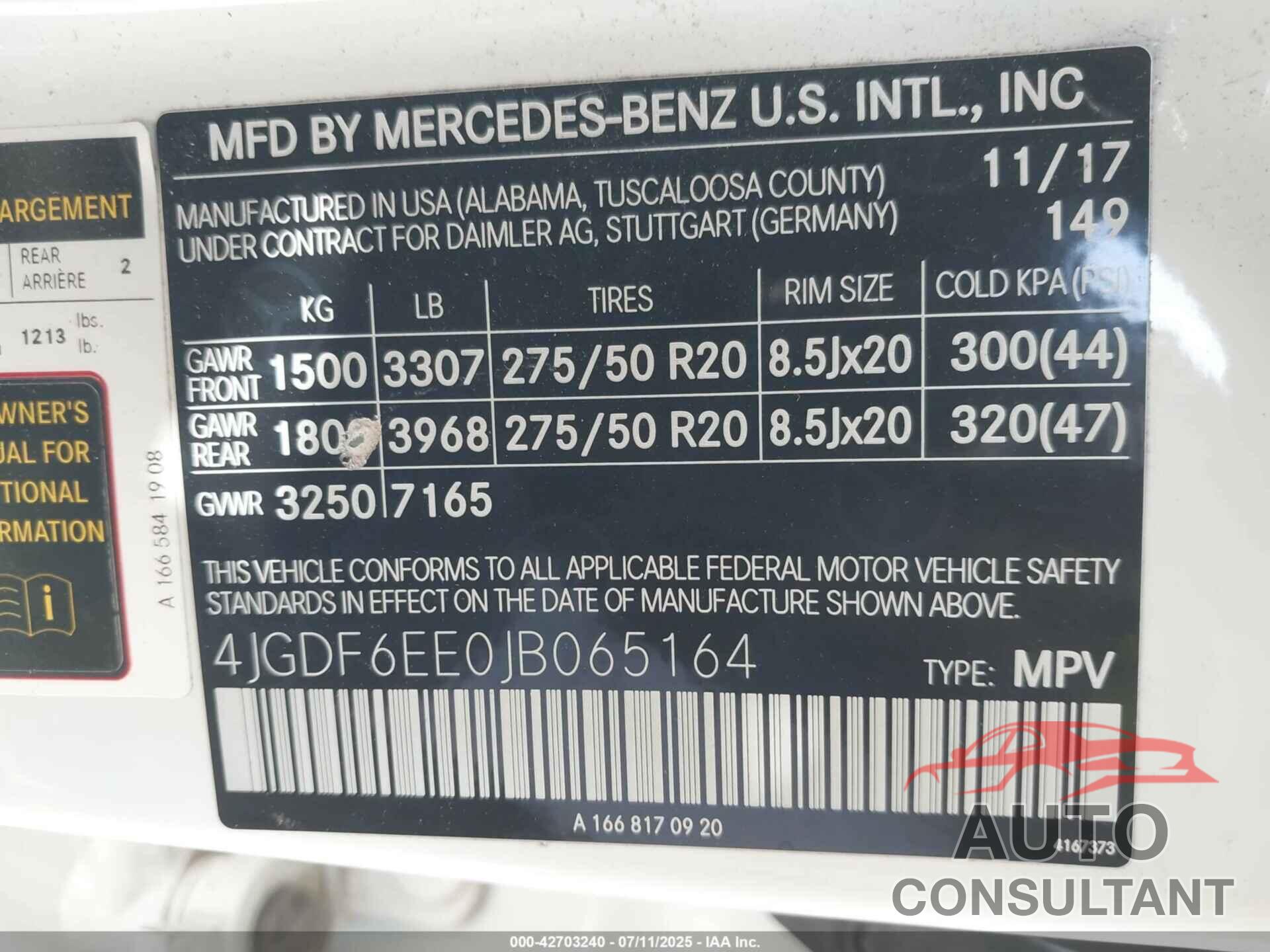MERCEDES-BENZ GLS 450 2018 - 4JGDF6EE0JB065164