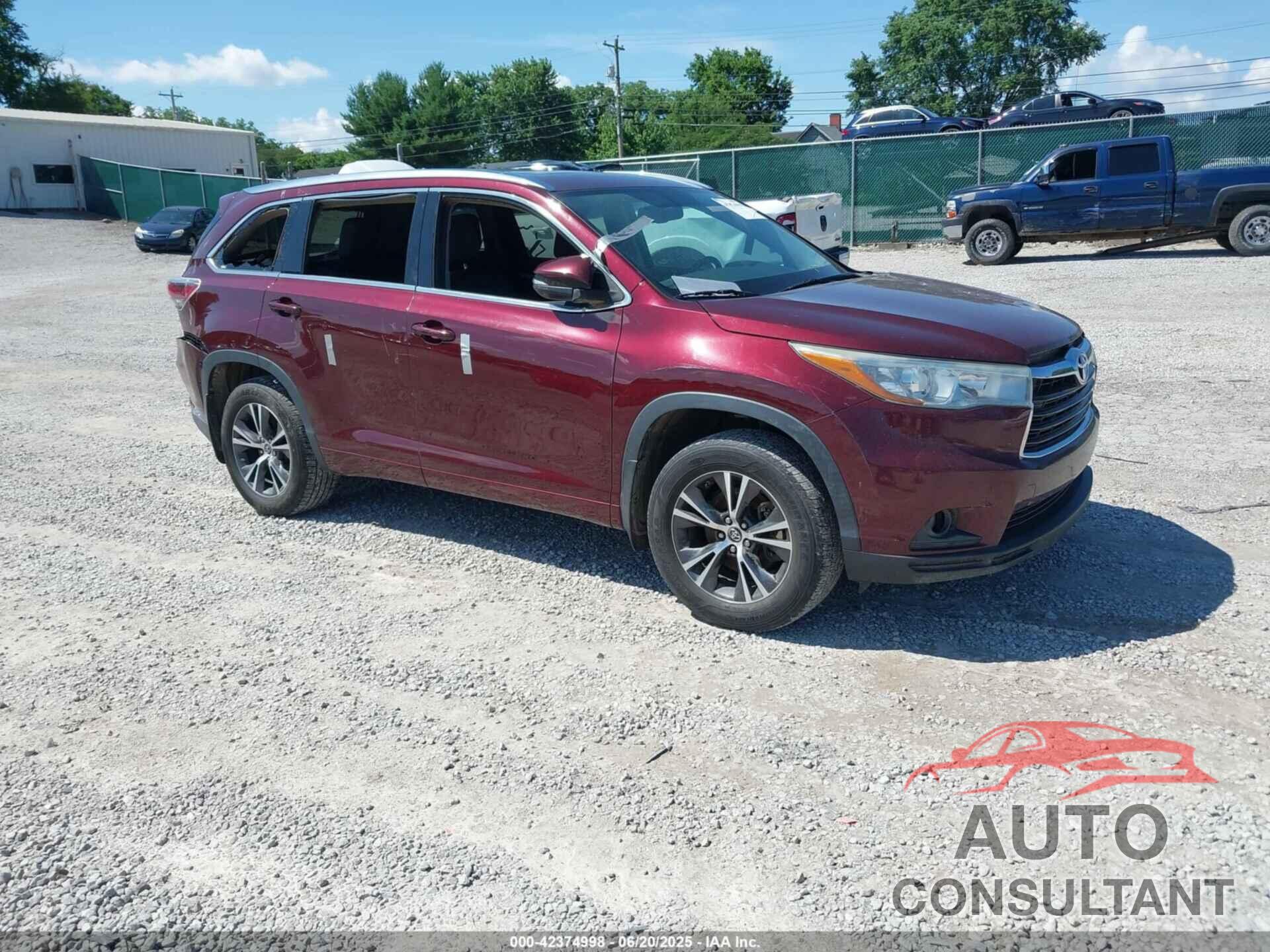 TOYOTA HIGHLANDER 2016 - 5TDJKRFH3GS226301