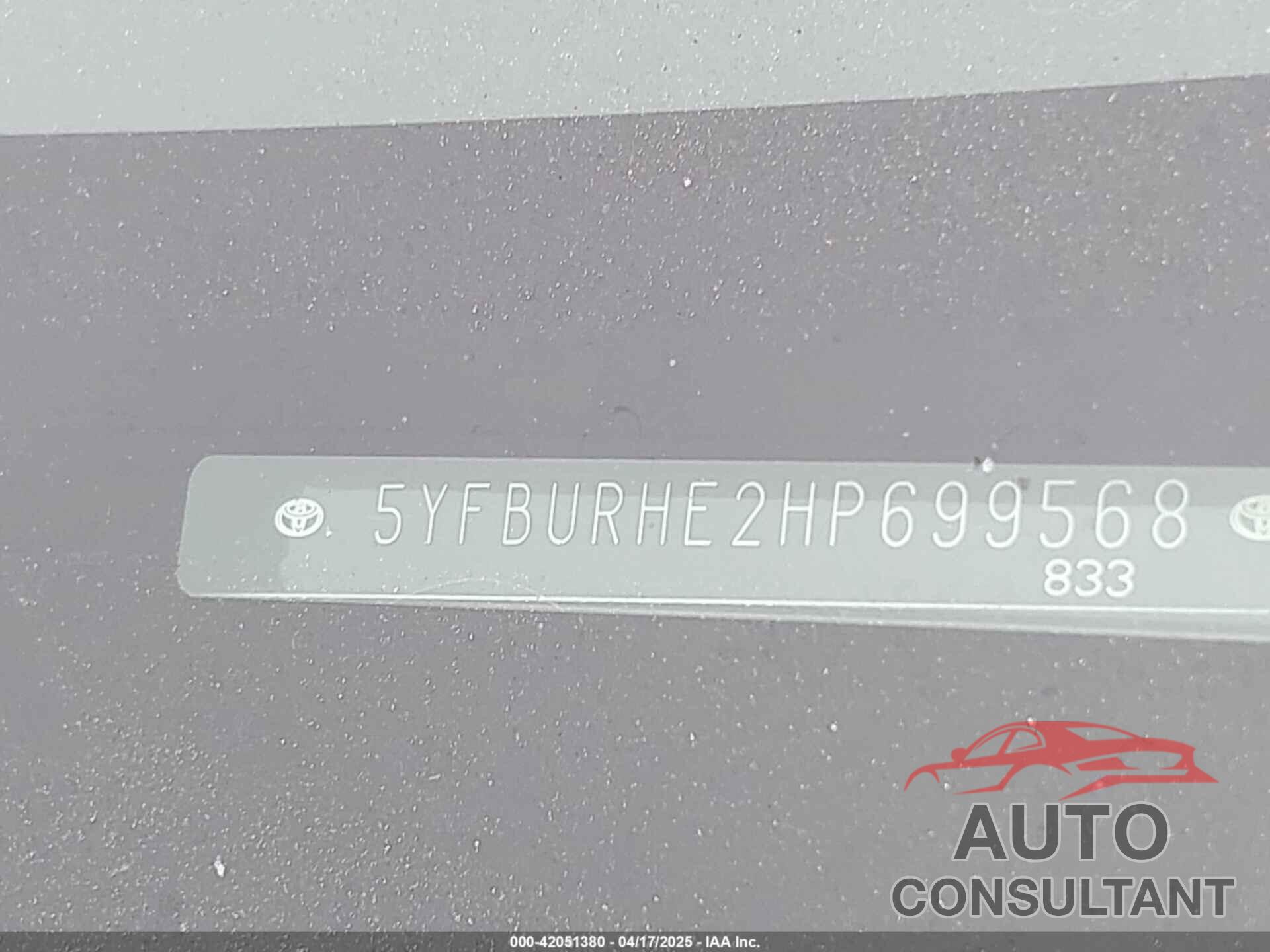 TOYOTA COROLLA 2017 - 5YFBURHE2HP699568