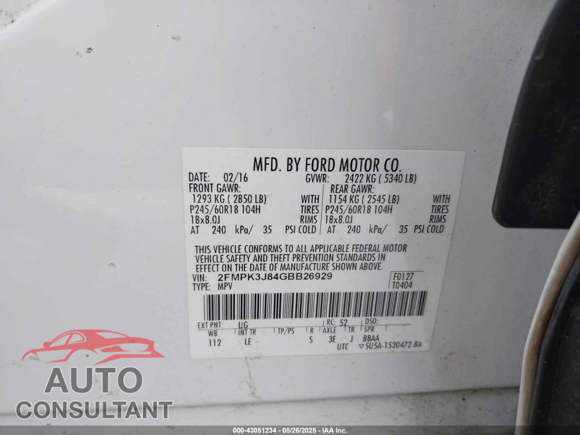 FORD EDGE 2016 - 2FMPK3J84GBB26929