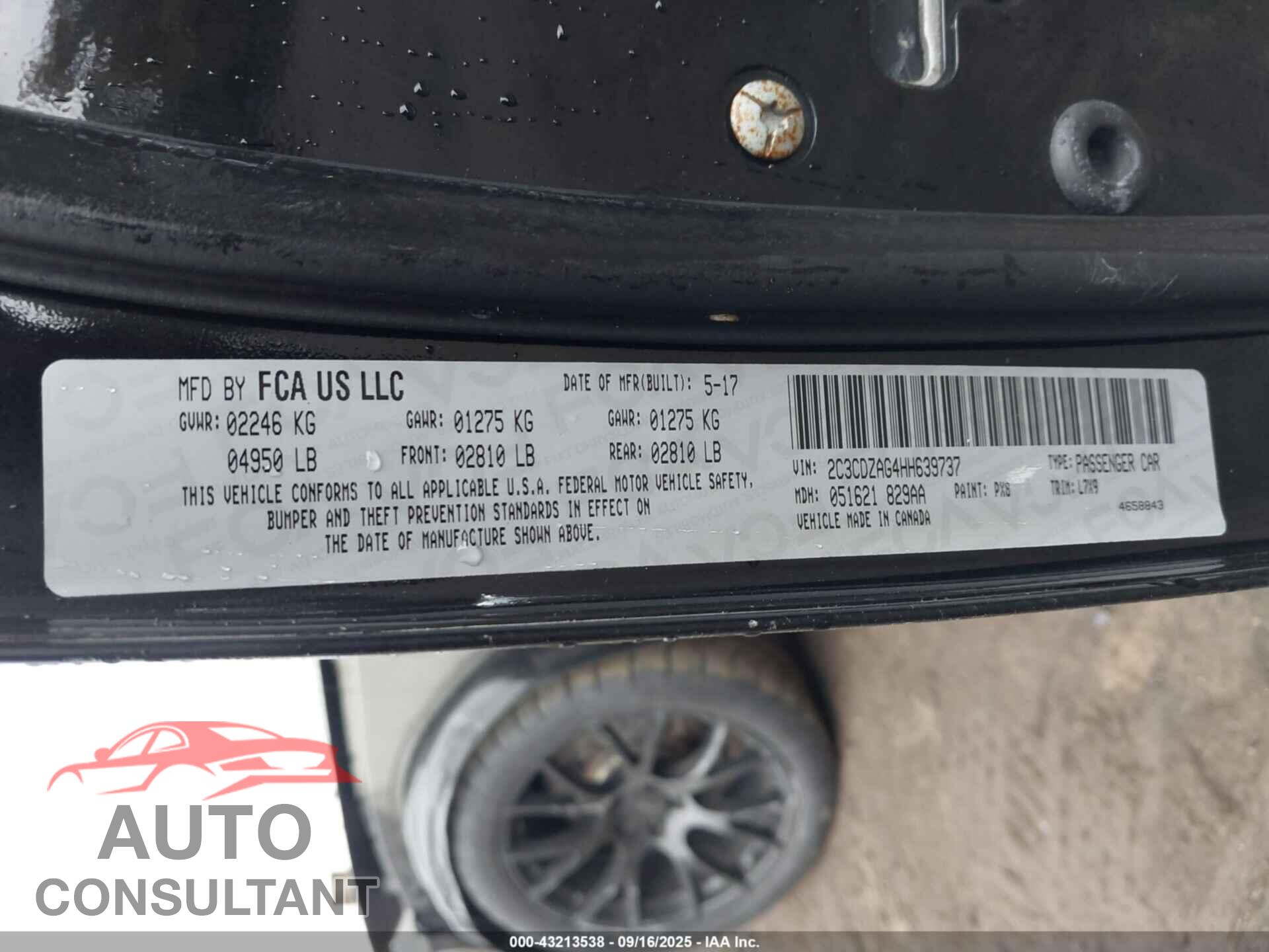 DODGE CHALLENGER 2017 - 2C3CDZAG4HH639737