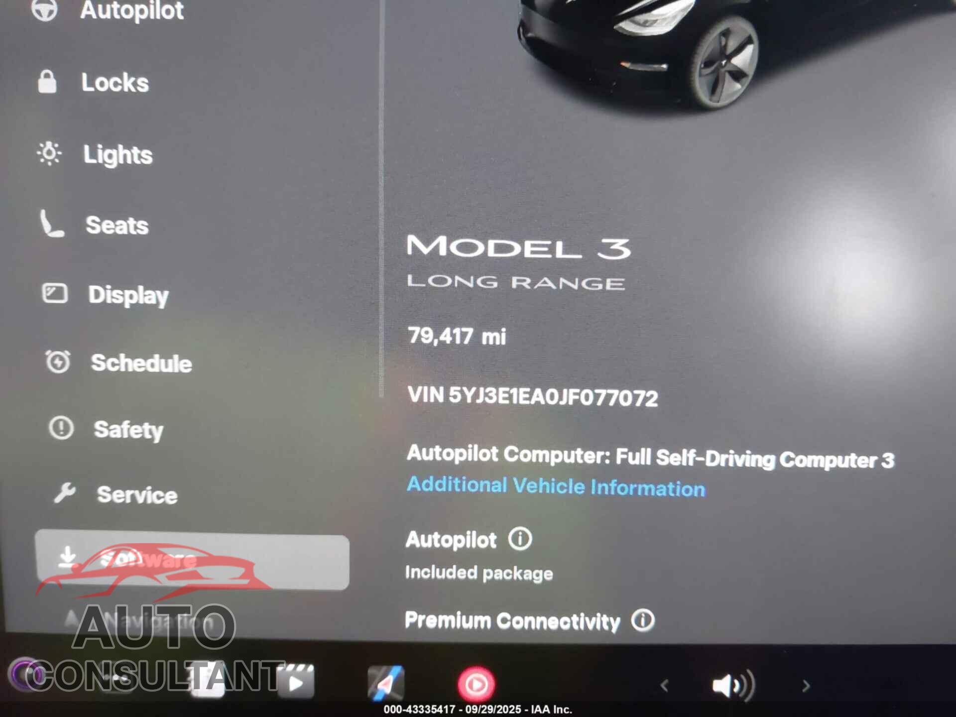 TESLA MODEL 3 2018 - 5YJ3E1EA0JF077072