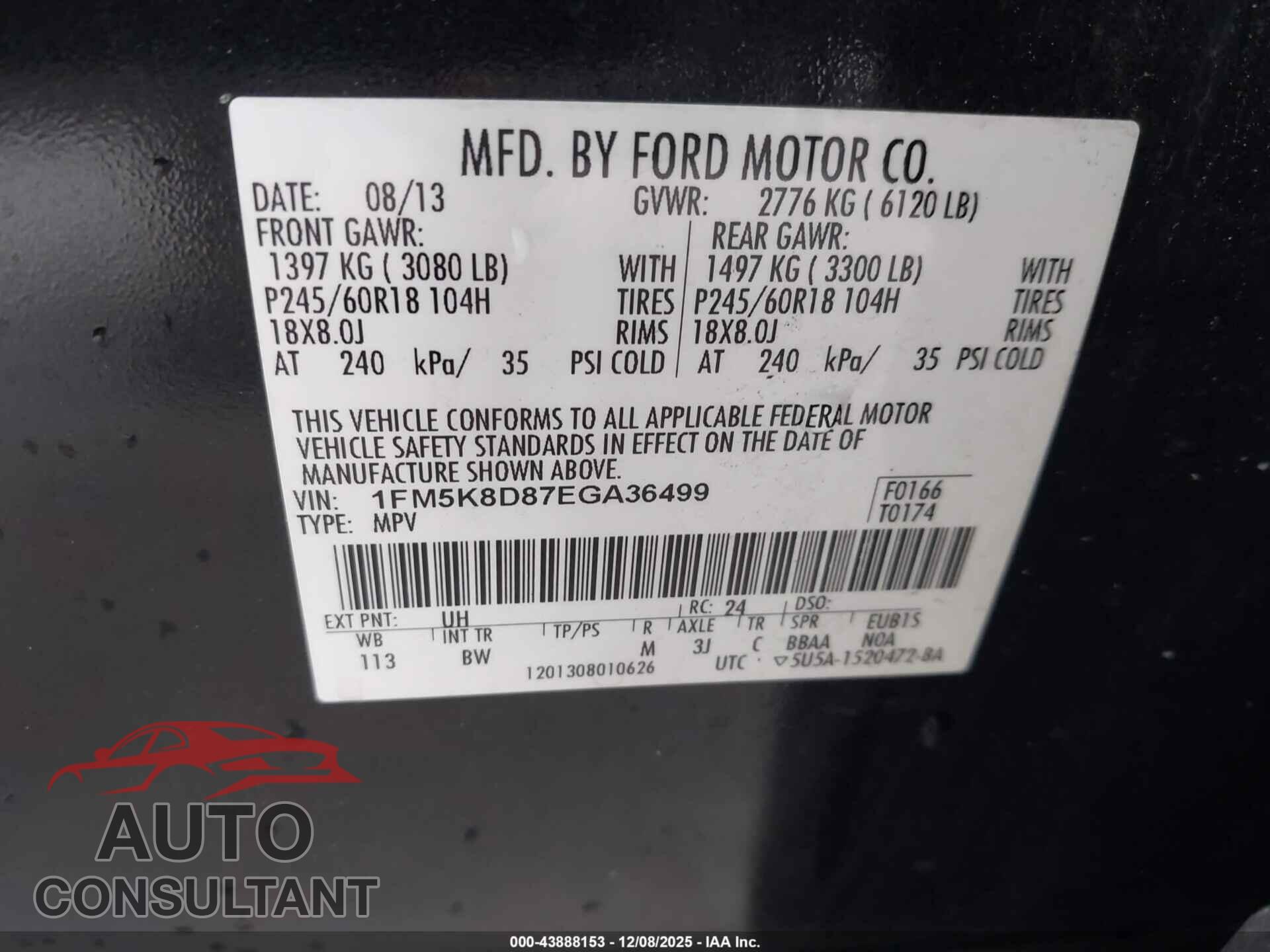 FORD EXPLORER 2014 - 1FM5K8D87EGA36499
