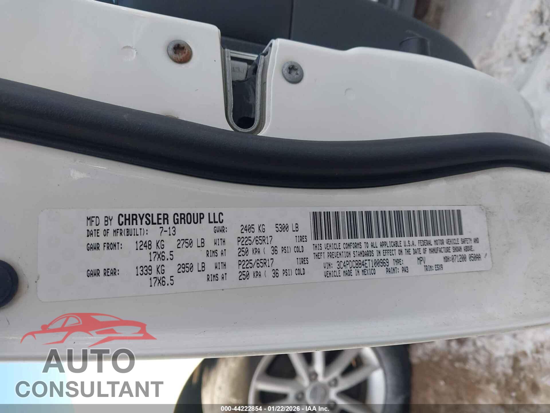 DODGE JOURNEY 2014 - 3C4PDCBB4ET100969