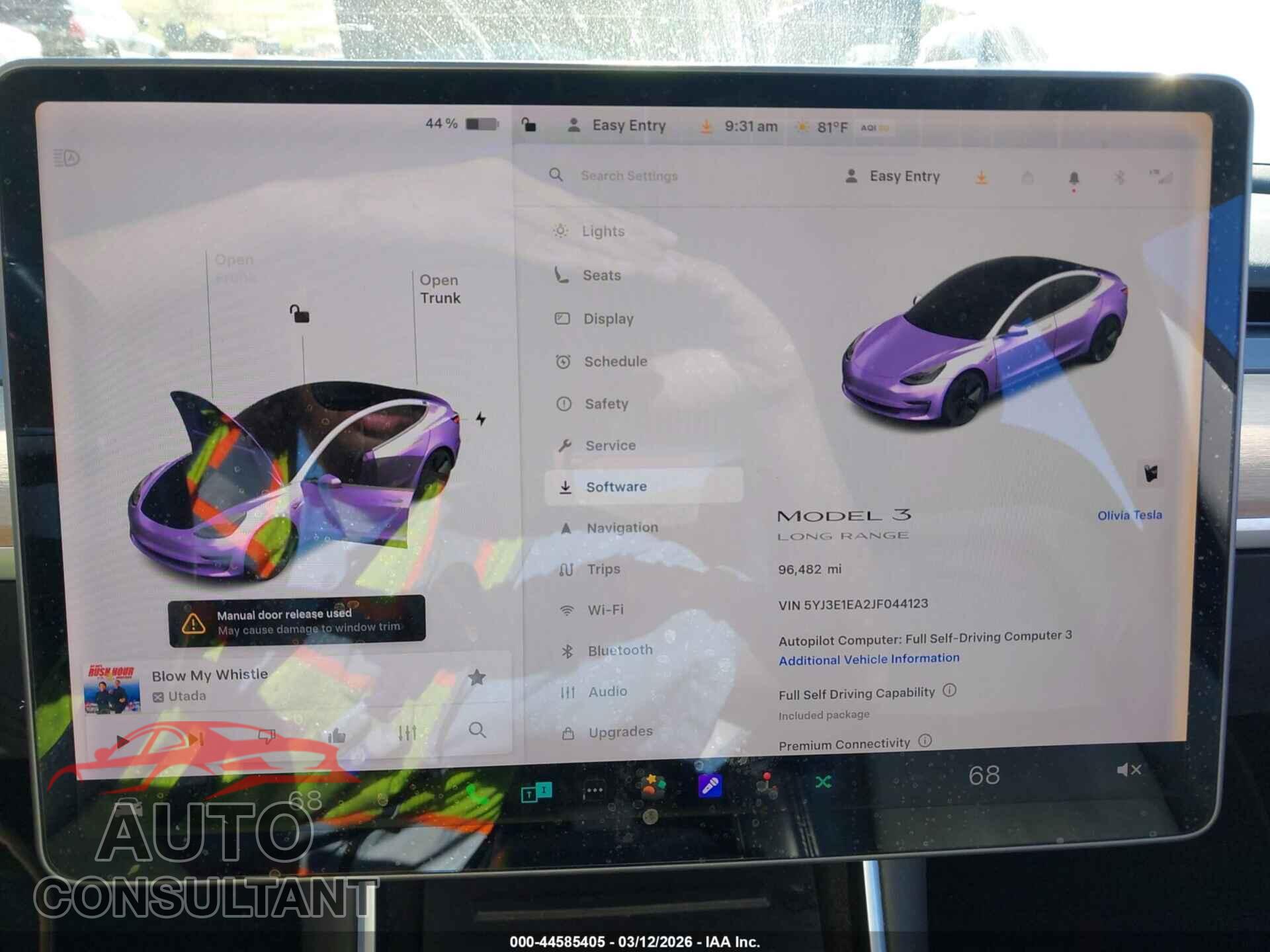 TESLA MODEL 3 2018 - 5YJ3E1EA2JF044123