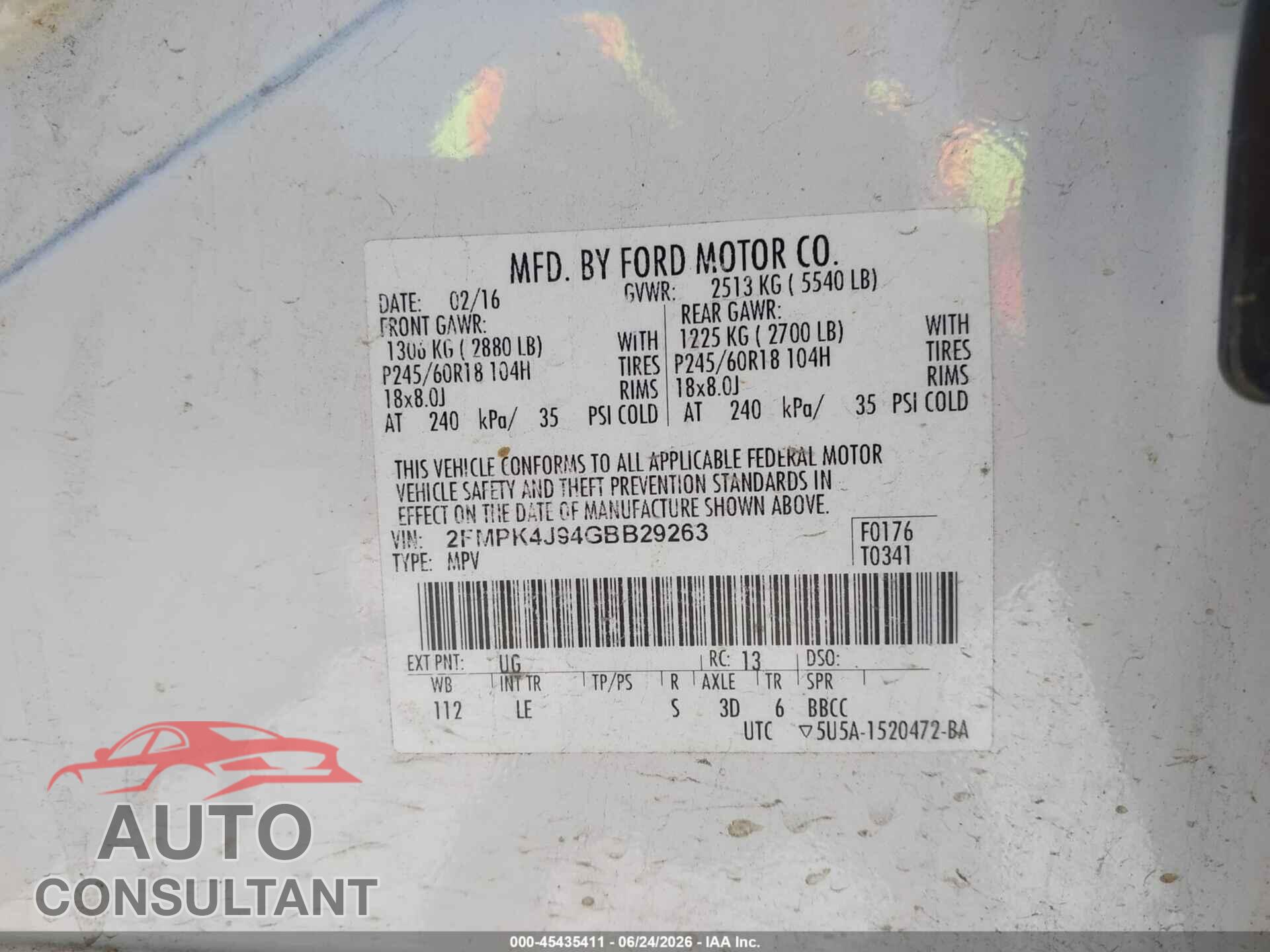 FORD EDGE 2016 - 2FMPK4J94GBB29263