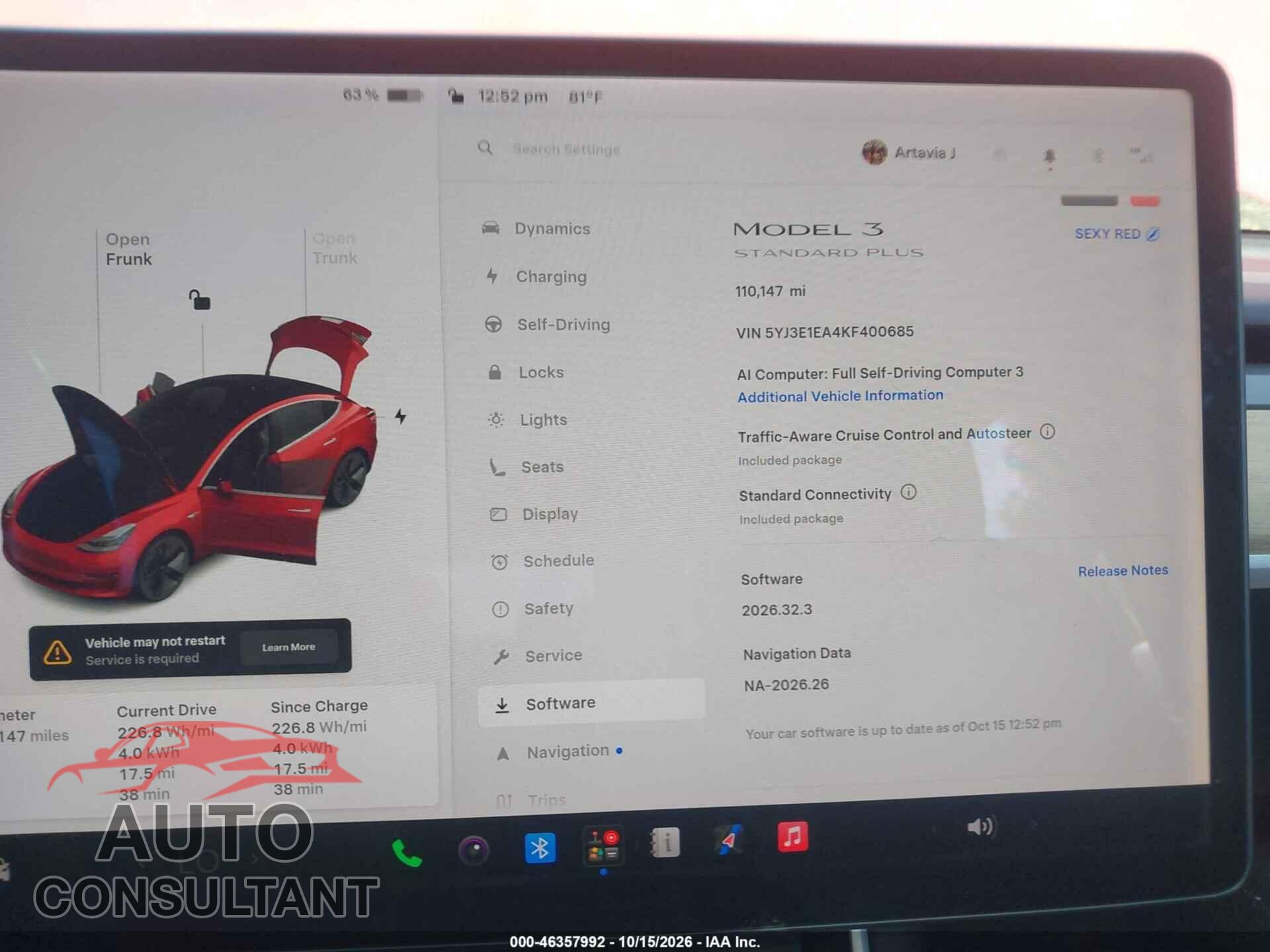 TESLA MODEL 3 2019 - 5YJ3E1EA4KF400685