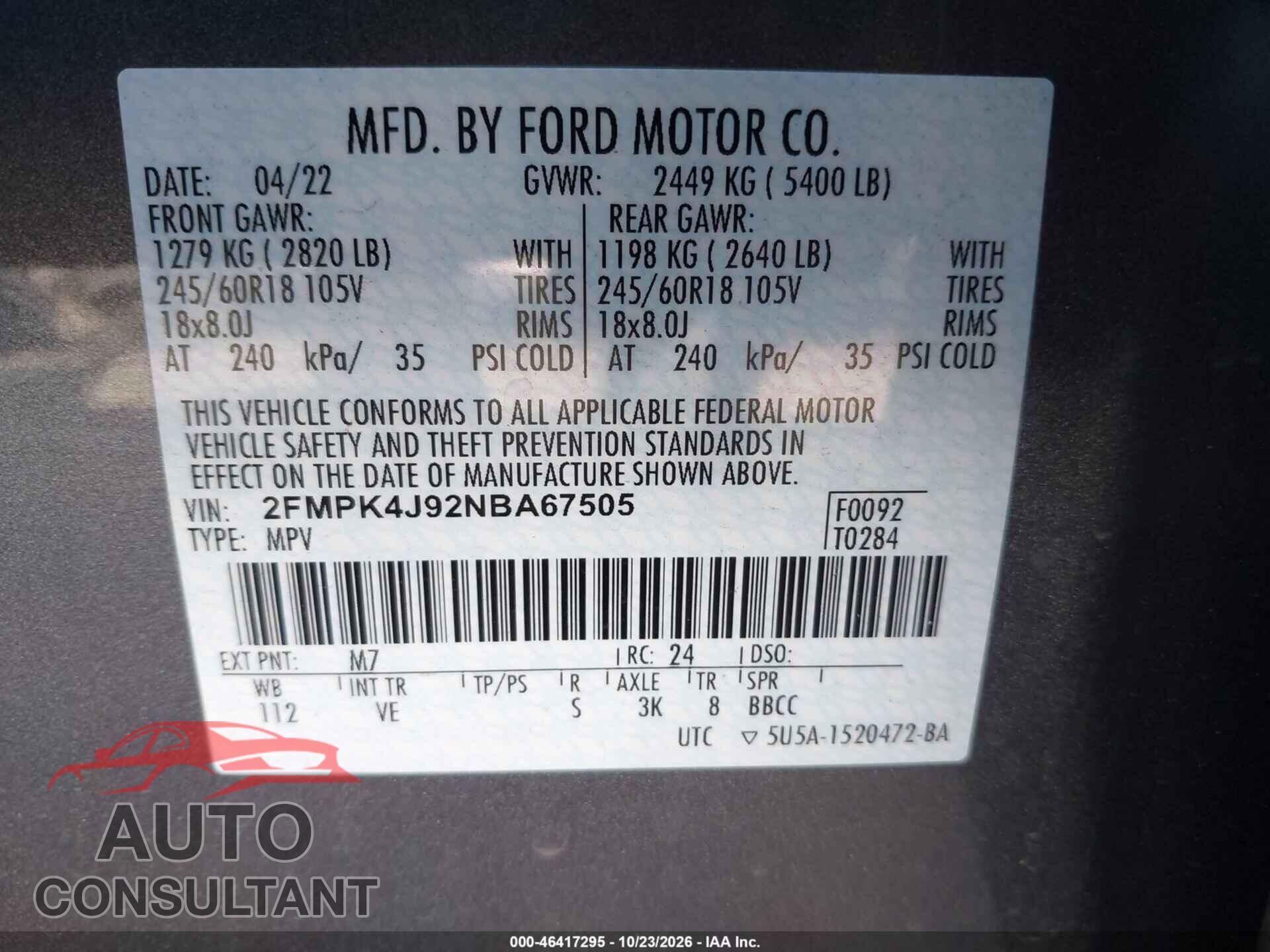 FORD EDGE 2022 - 2FMPK4J92NBA67505
