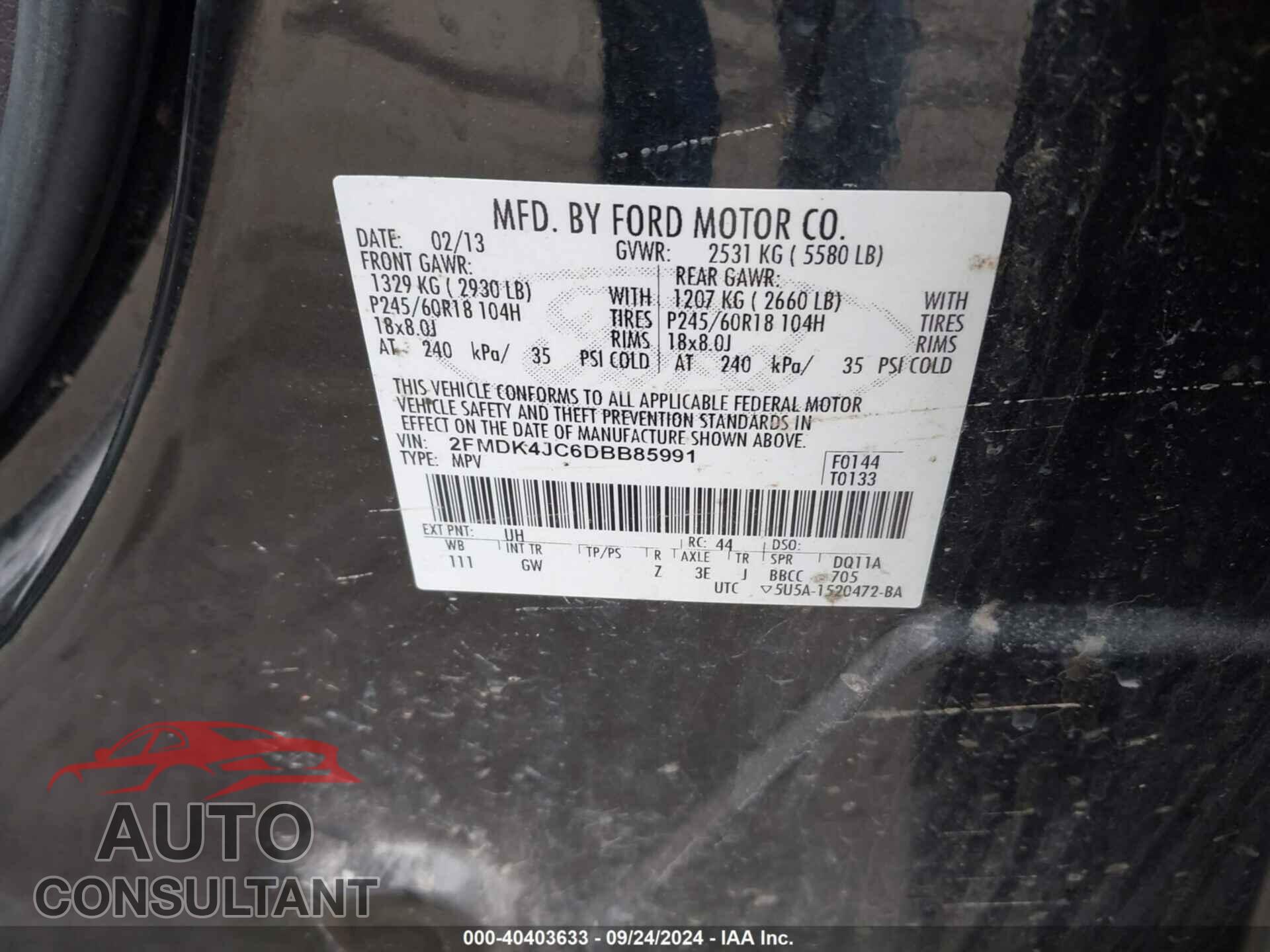 FORD EDGE 2013 - 2FMDK4JC6DBB85991