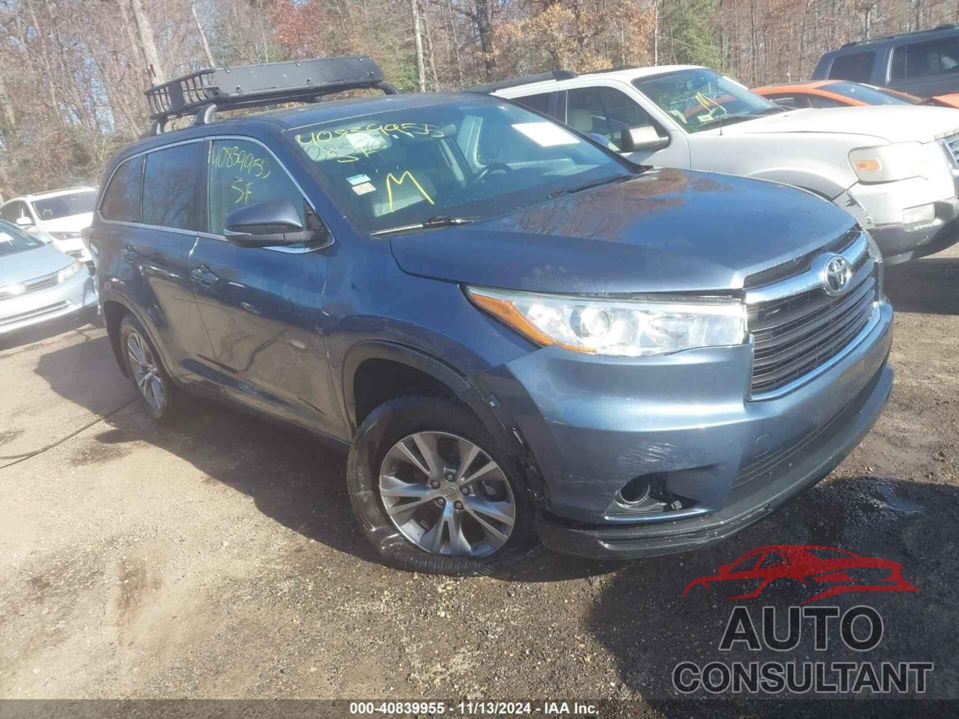 TOYOTA HIGHLANDER 2015 - 5TDBKRFH0FS121640