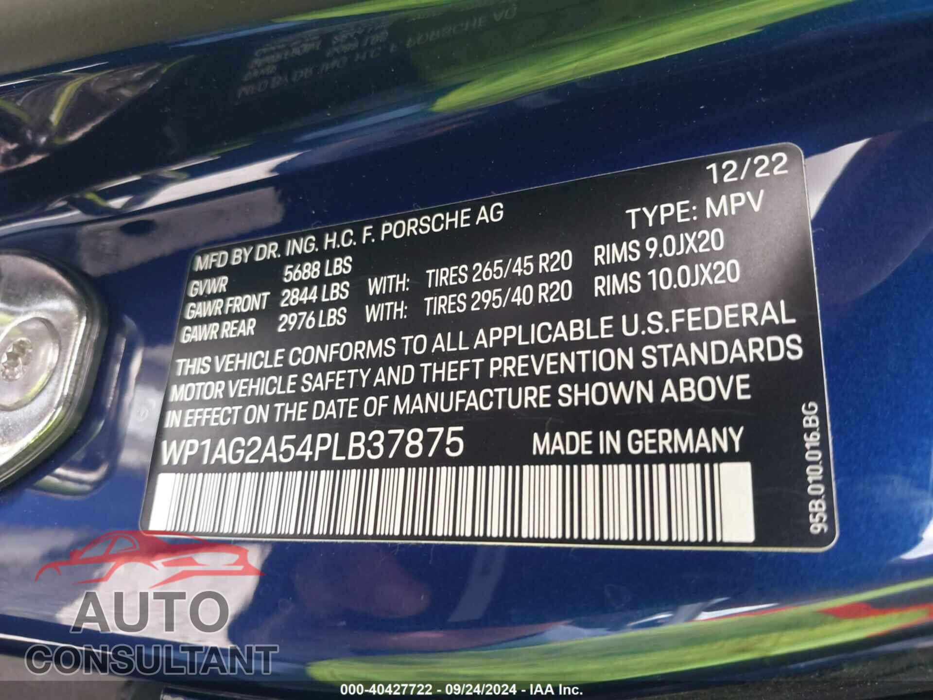 PORSCHE MACAN 2023 - WP1AG2A54PLB37875