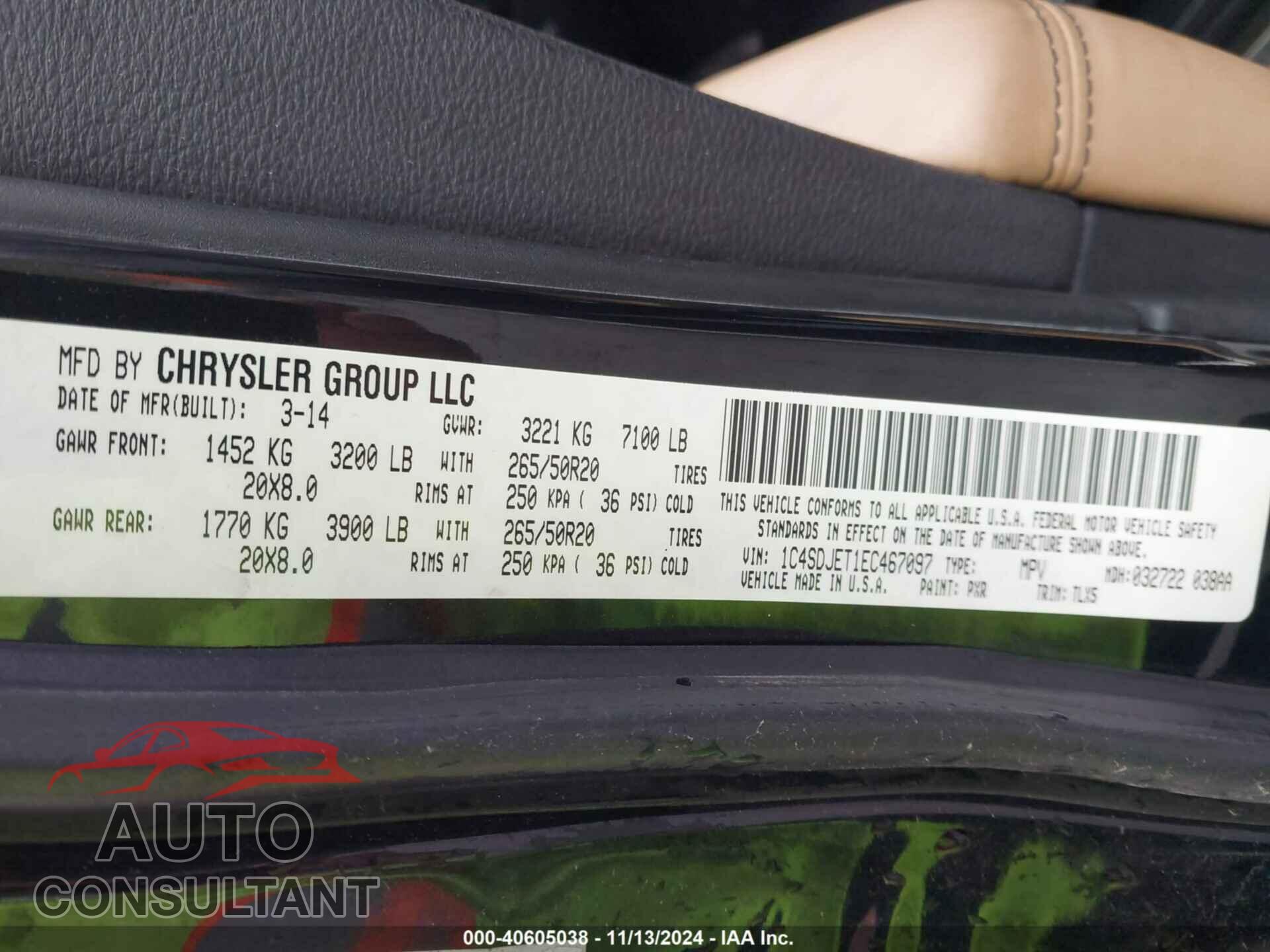 DODGE DURANGO 2014 - 1C4SDJET1EC467097