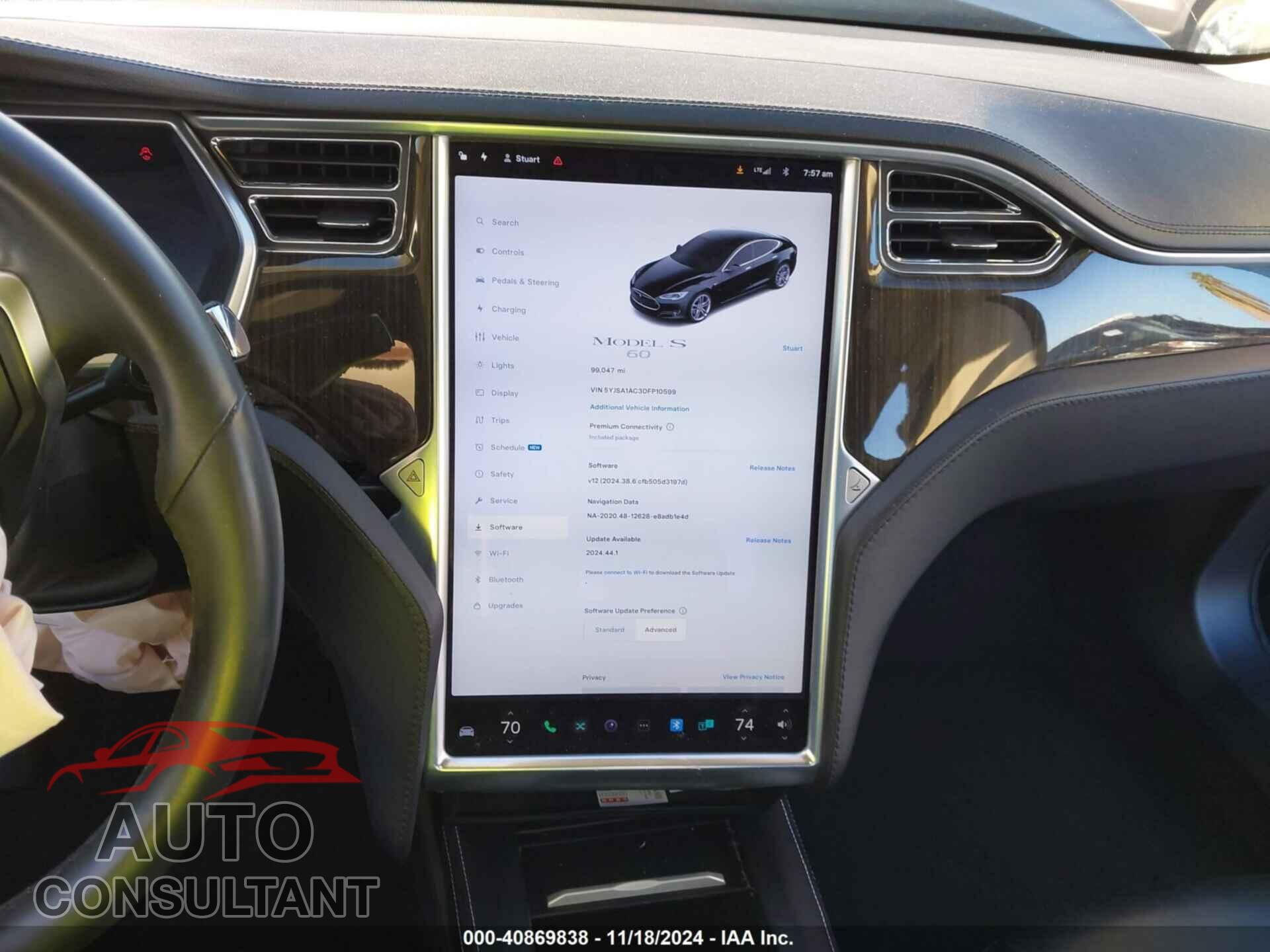 TESLA MODEL S 2013 - 5YJSA1AC3DFP10599