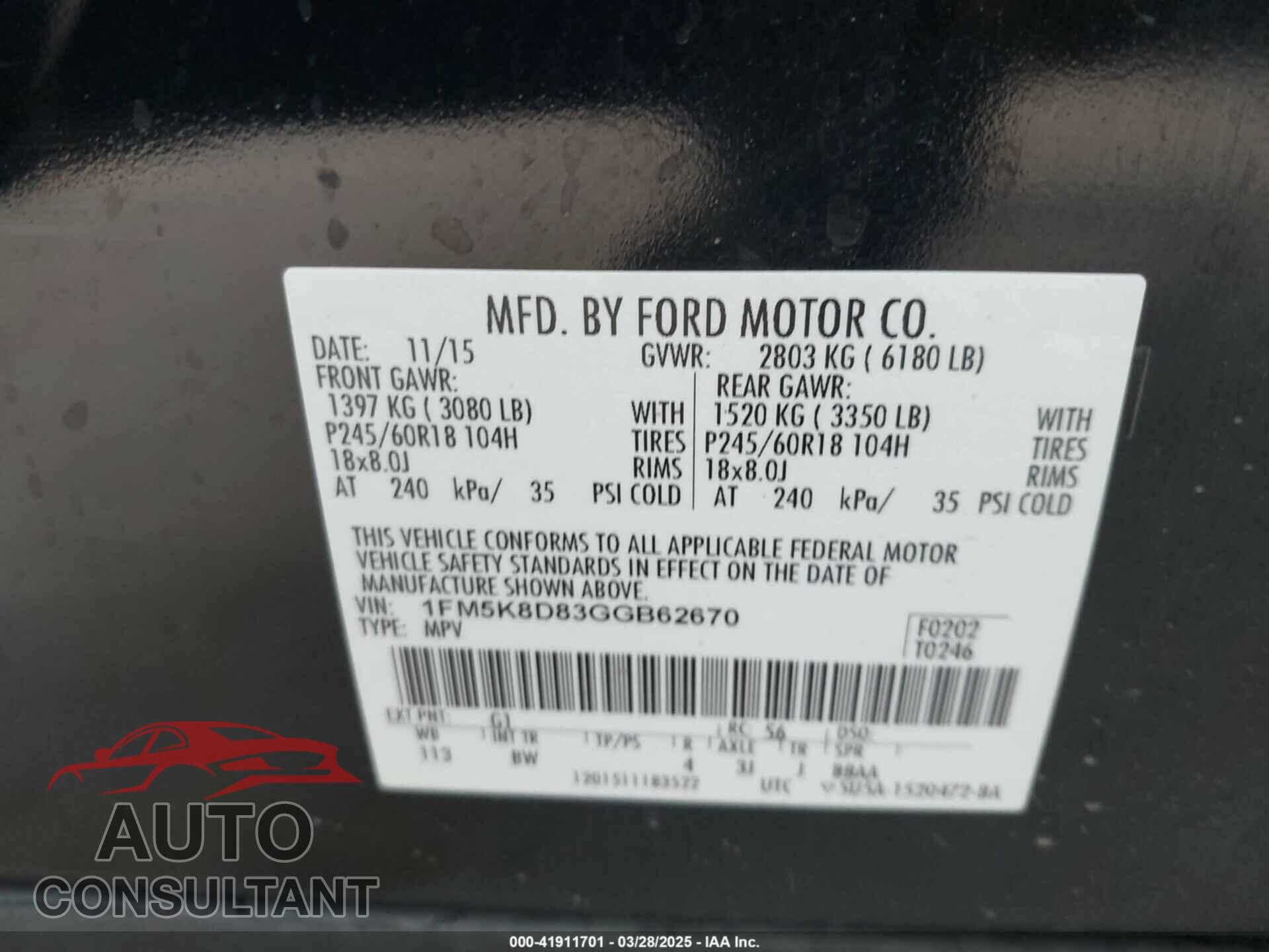 FORD EXPLORER 2016 - 1FM5K8D83GGB62670