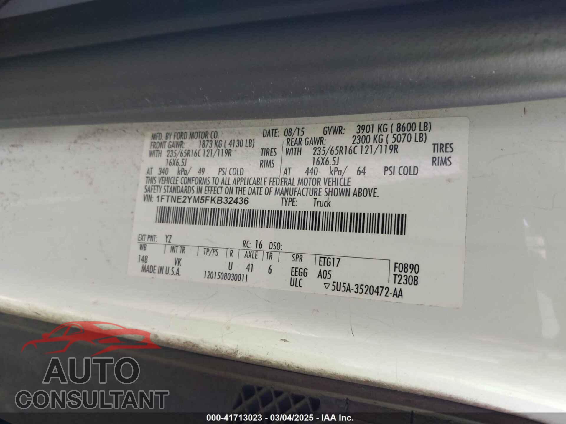 FORD TRANSIT-150 2015 - 1FTNE2YM5FKB32436