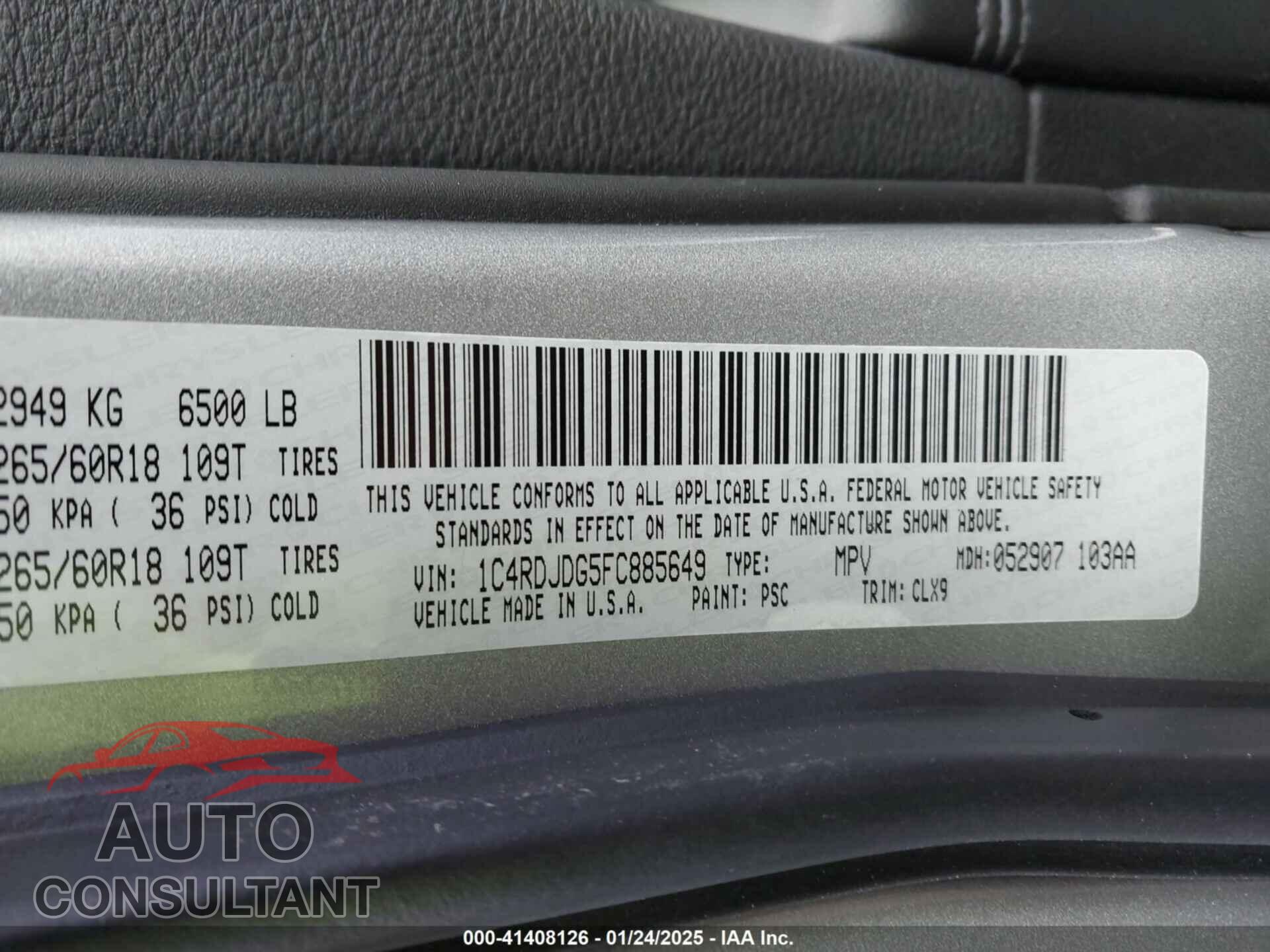 DODGE DURANGO 2015 - 1C4RDJDG5FC885649