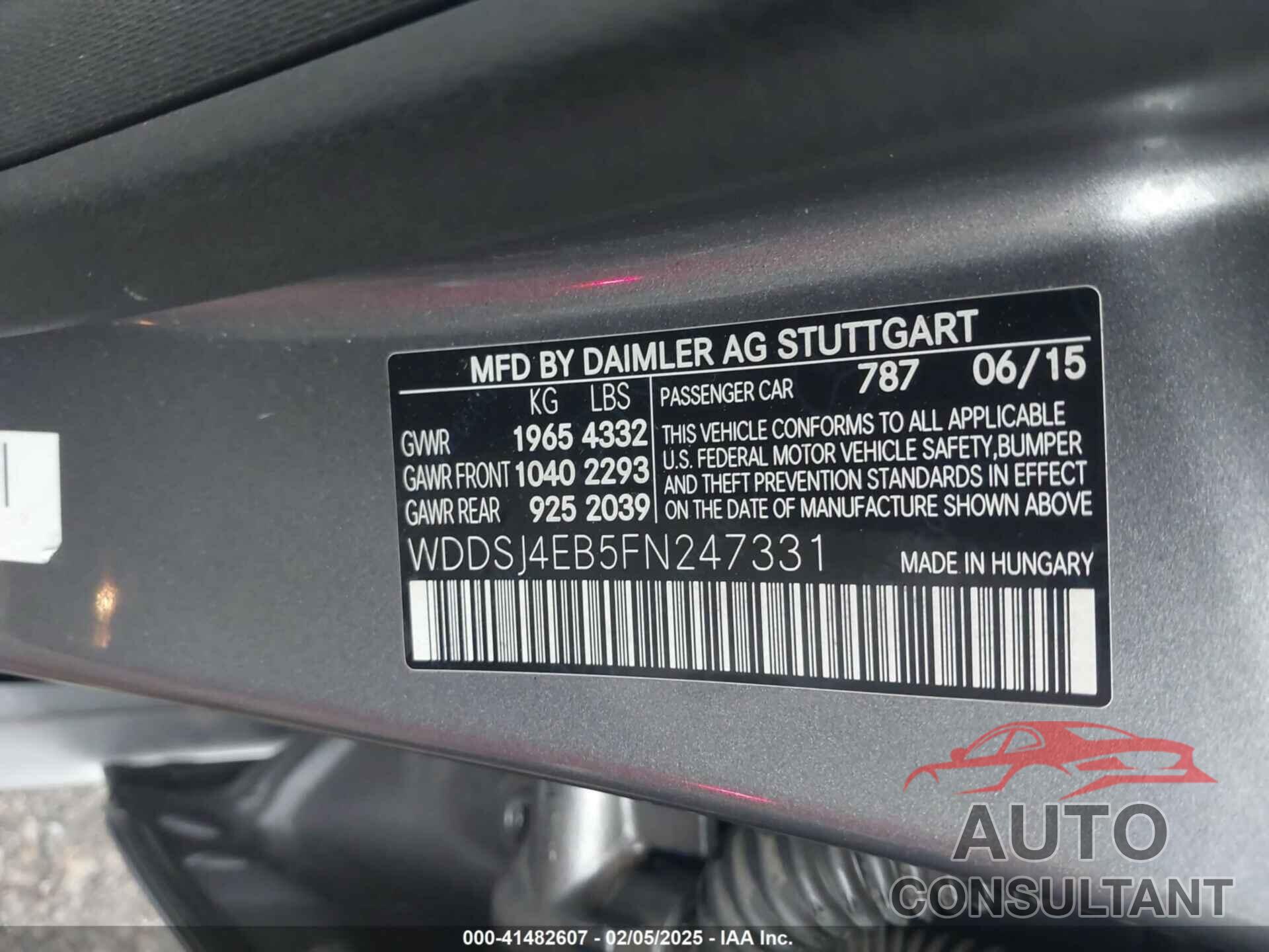 MERCEDES-BENZ CLA 250 2015 - WDDSJ4EB5FN247331