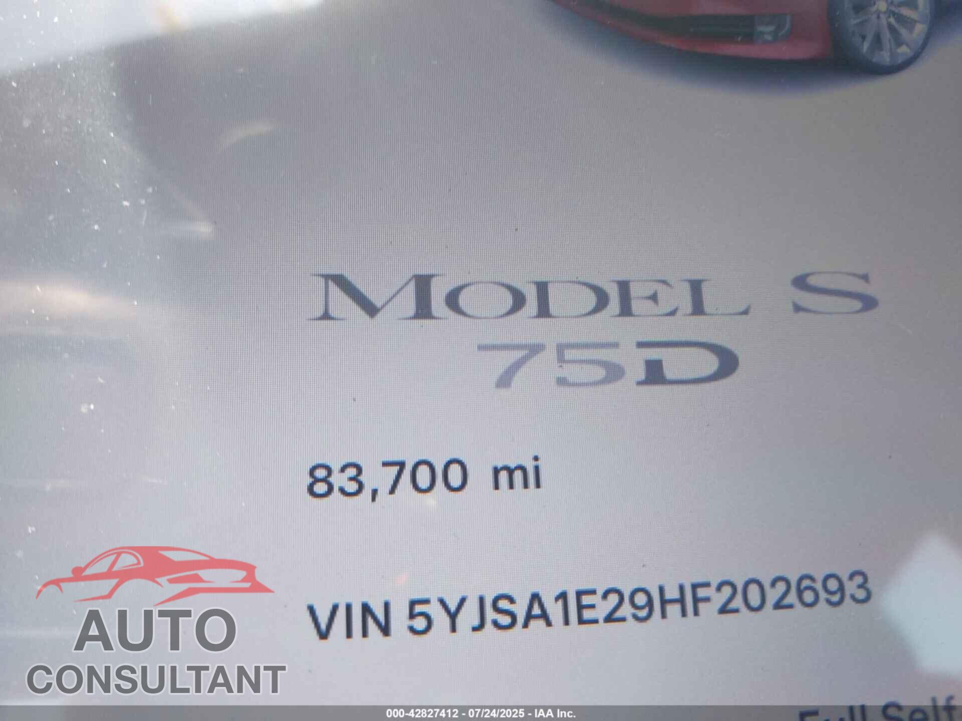 TESLA MODEL S 2017 - 5YJSA1E29HF202693