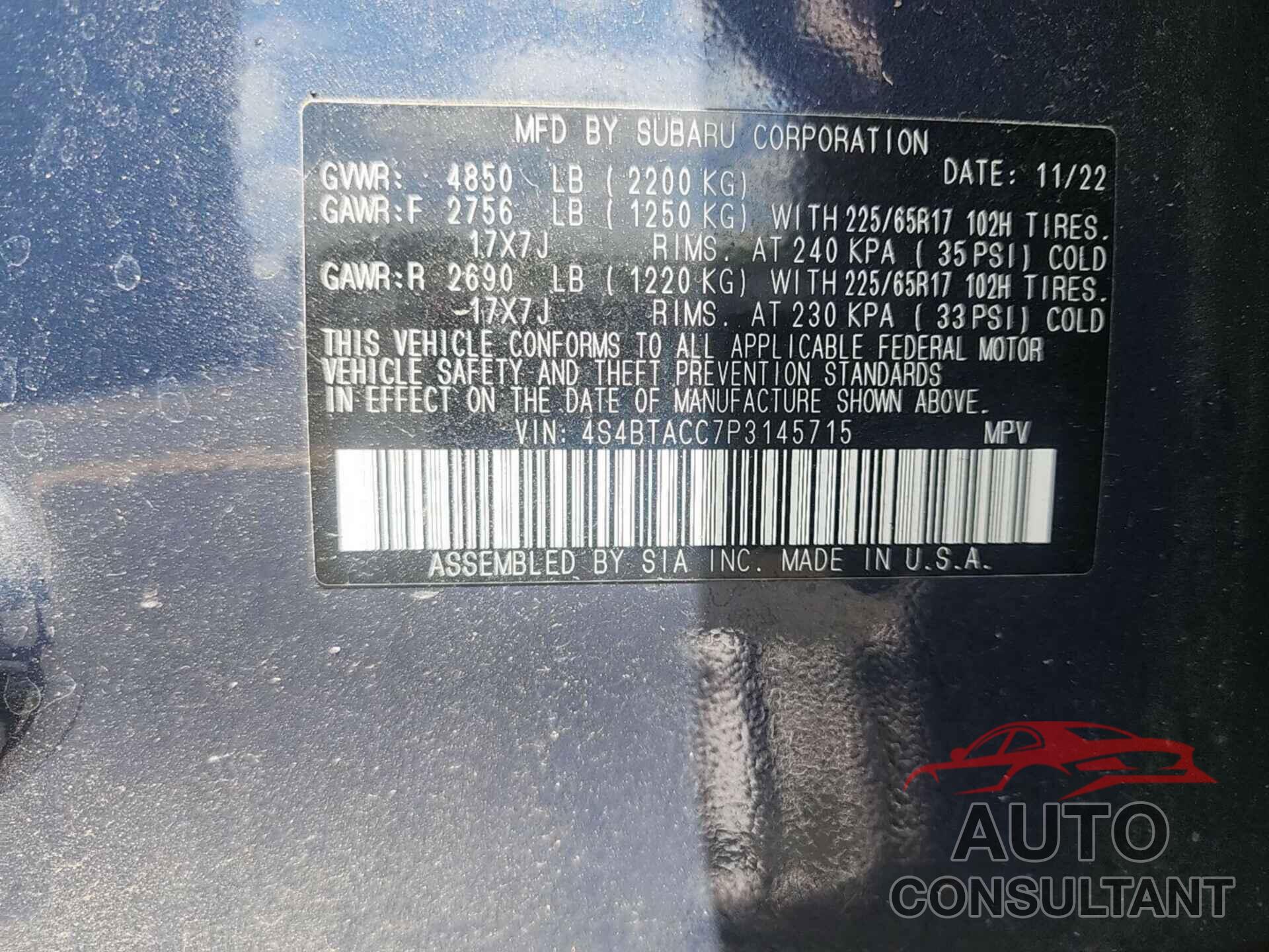 SUBARU OUTBACK 2023 - 4S4BTACC7P3145715