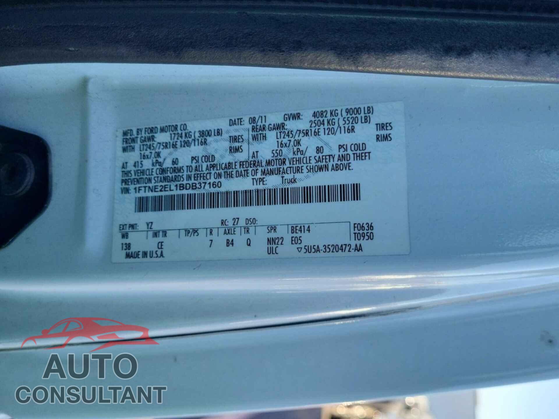 FORD ECONOLINE 2011 - 1FTNE2EL1BDB37160