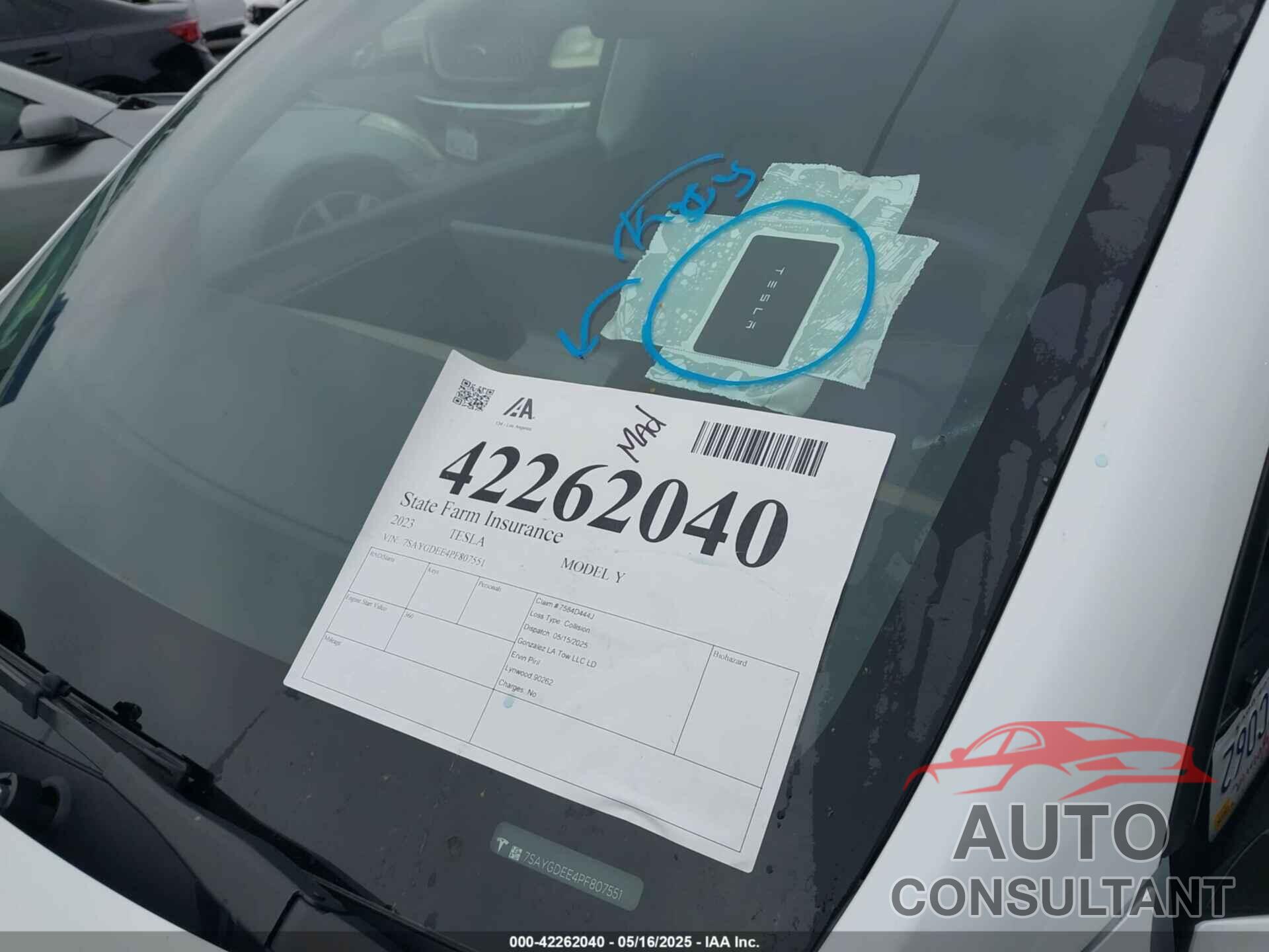 TESLA MODEL Y 2023 - 7SAYGDEE4PF807551