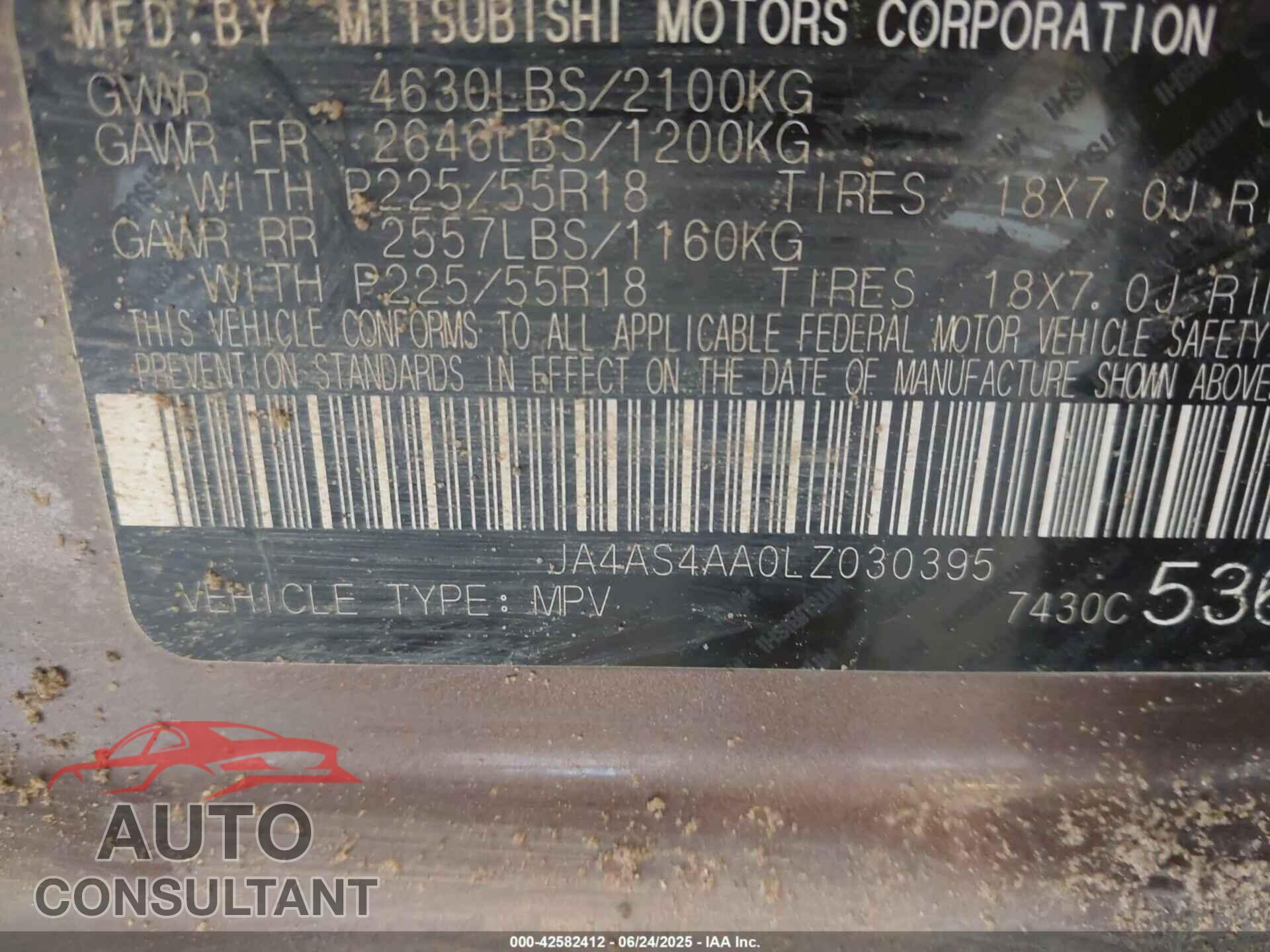 MITSUBISHI ECLIPSE CROSS 2020 - JA4AS4AA0LZ030395