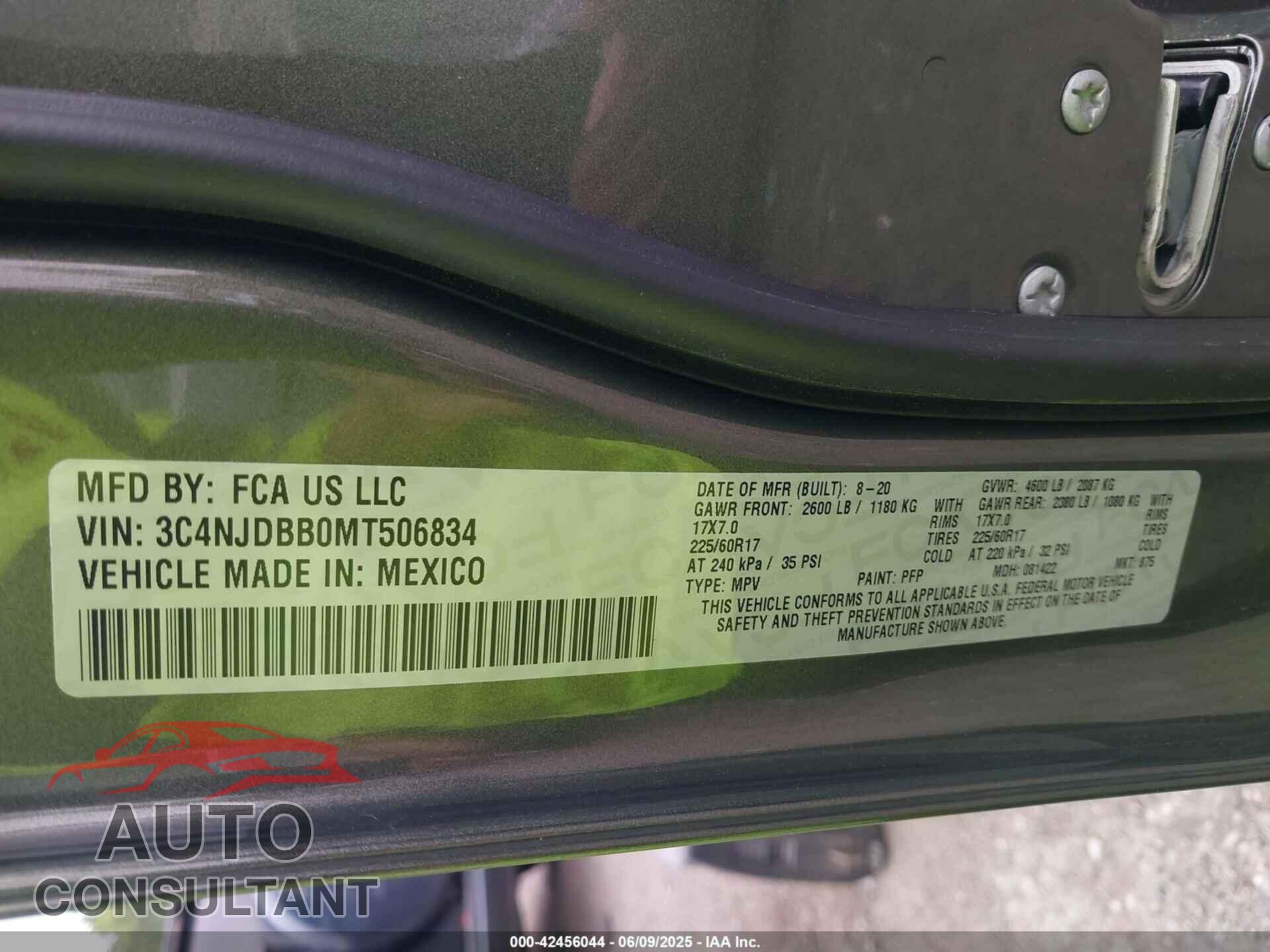 JEEP COMPASS 2021 - 3C4NJDBB0MT506834